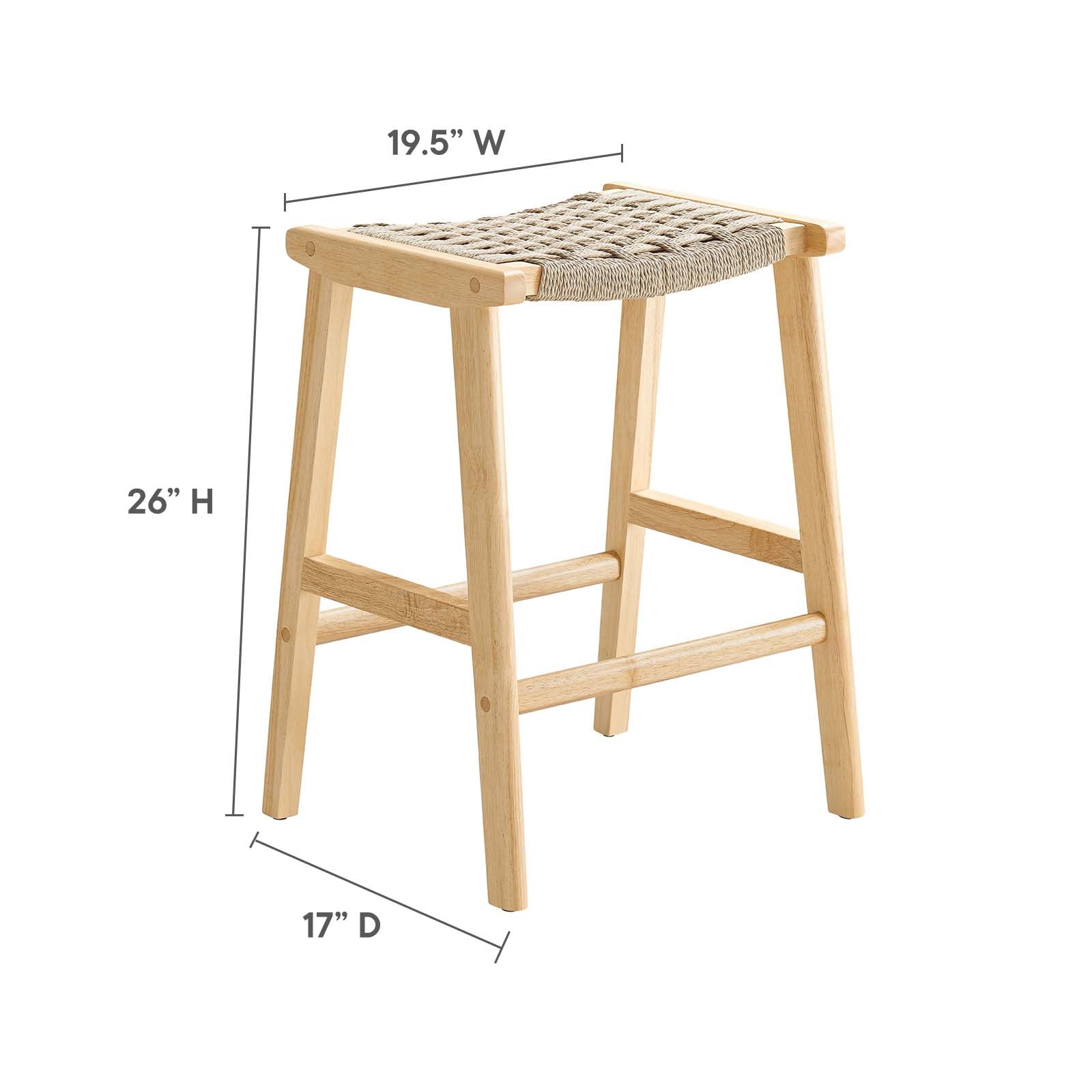 Saoirse Woven Rope Wood Counter Stool - Set of 2 By Modway - EEI-6548 | Counter Stools | Modway - 18
