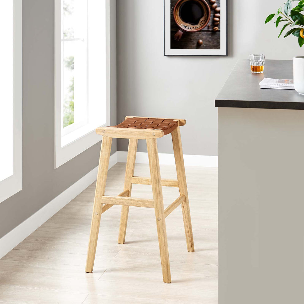 Saoirse Faux Leather Wood Bar Stool - Set of 2 By Modway - EEI-6549 | Bar Stools | Modishstore - 1