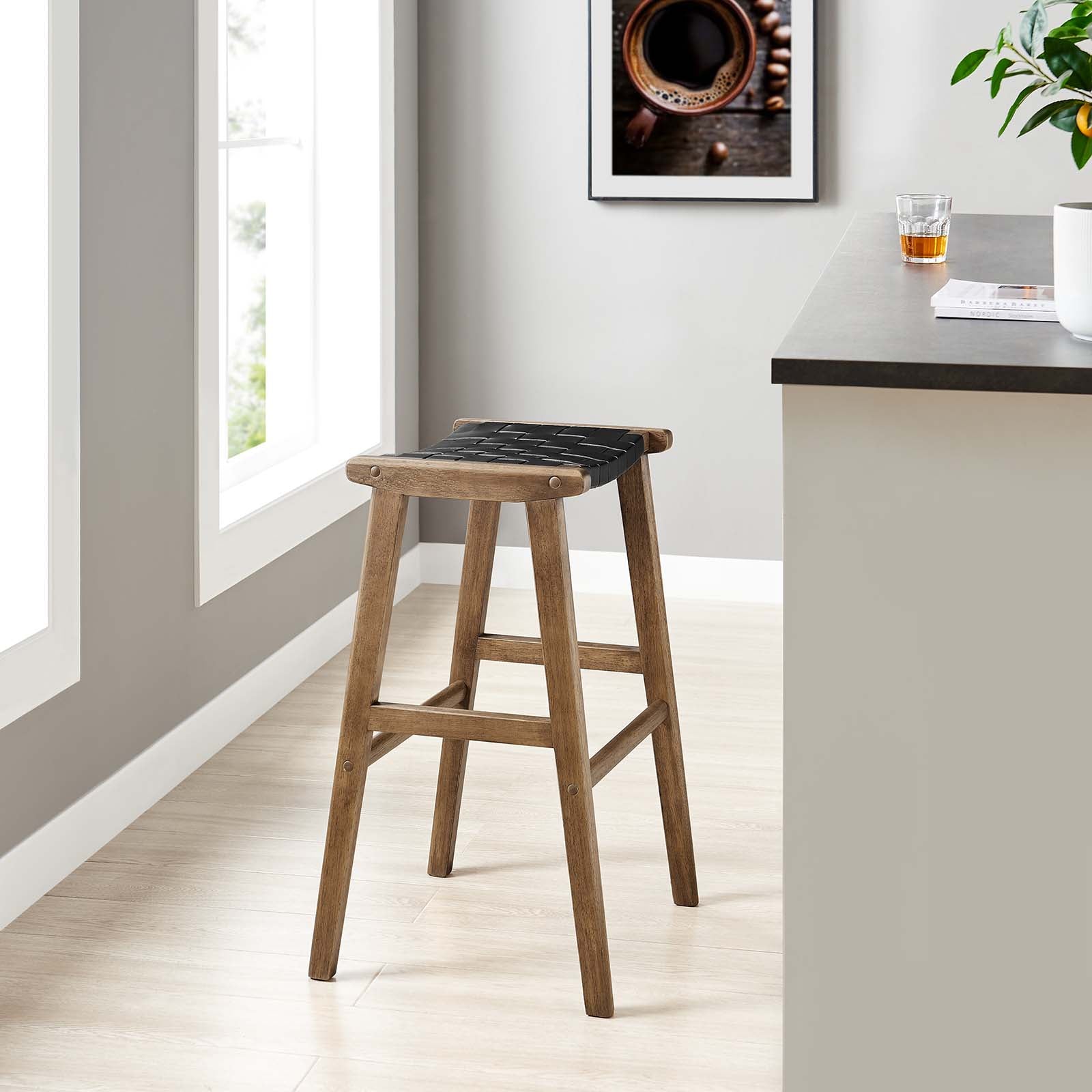 Saoirse Faux Leather Wood Bar Stool - Set of 2 By Modway - EEI-6549 | Bar Stools | Modway - 11