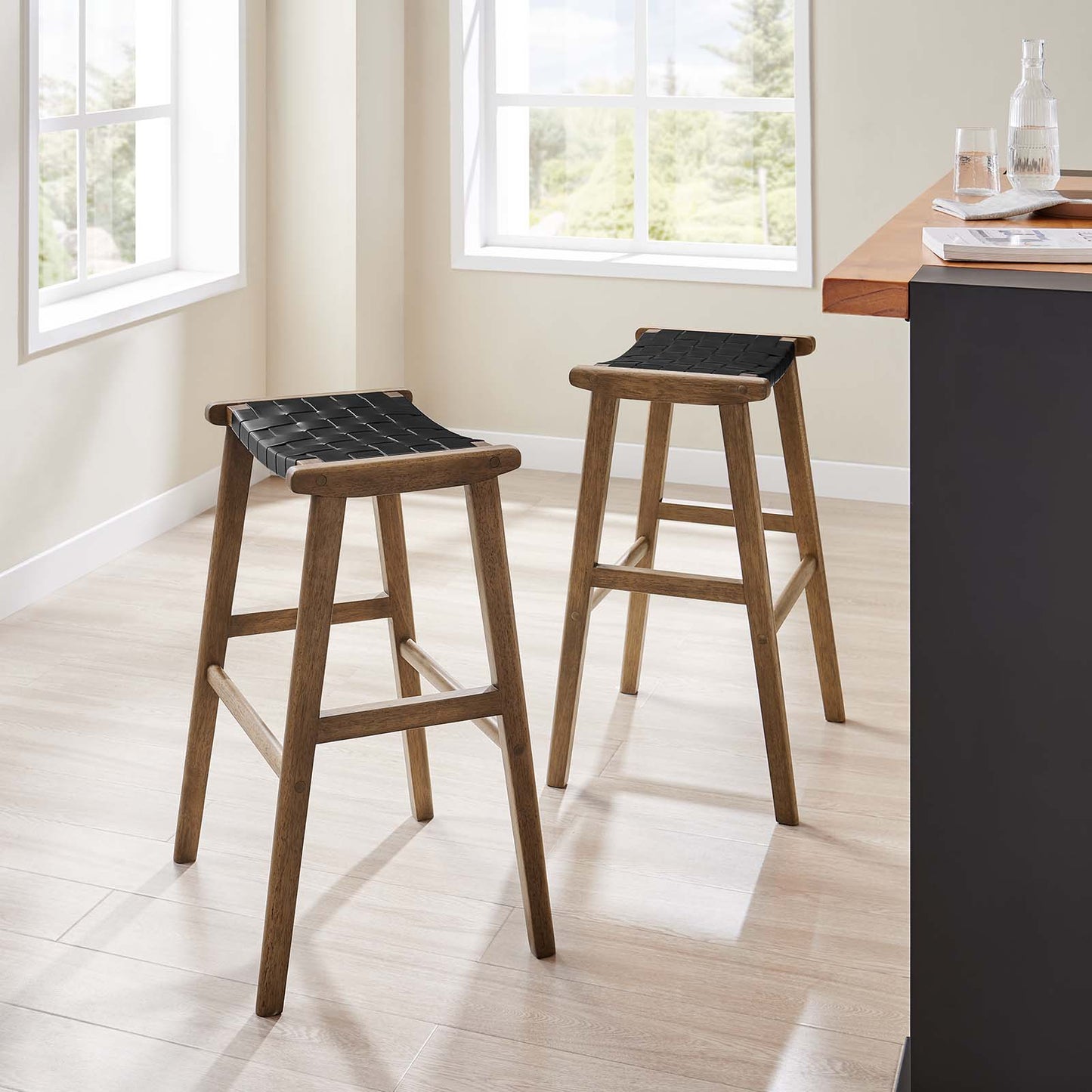 Saoirse Faux Leather Wood Bar Stool - Set of 2 By Modway - EEI-6549 | Bar Stools | Modway - 16