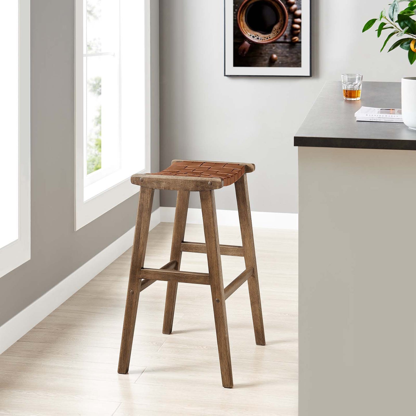 Saoirse Faux Leather Wood Bar Stool - Set of 2 By Modway - EEI-6549 | Bar Stools | Modway - 20