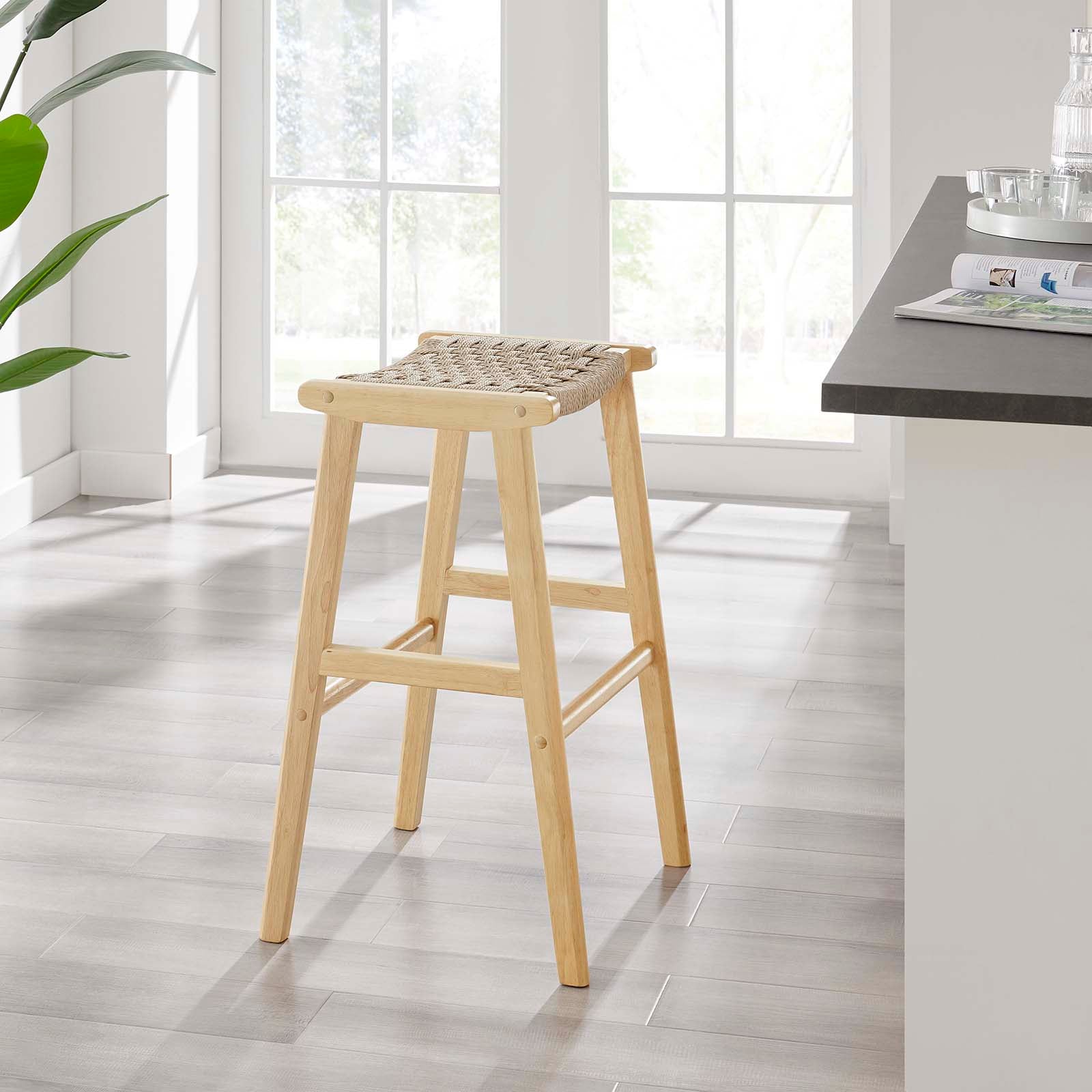Saoirse Woven Rope Wood Bar Stool - Set of 2 By Modway - EEI-6550 | Bar Stools | Modway - 11