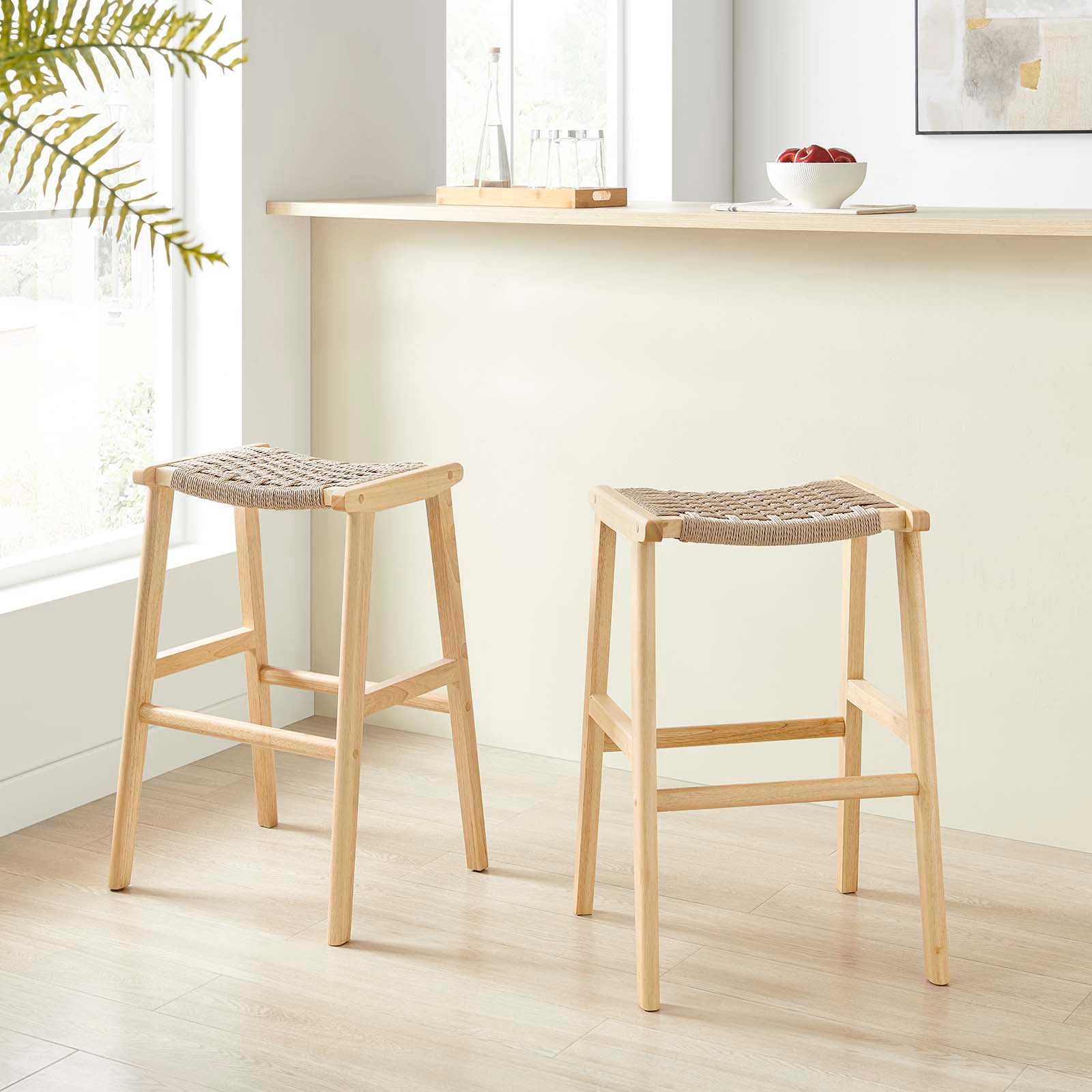 Saoirse Woven Rope Wood Bar Stool - Set of 2 By Modway - EEI-6550 | Bar Stools | Modway - 16