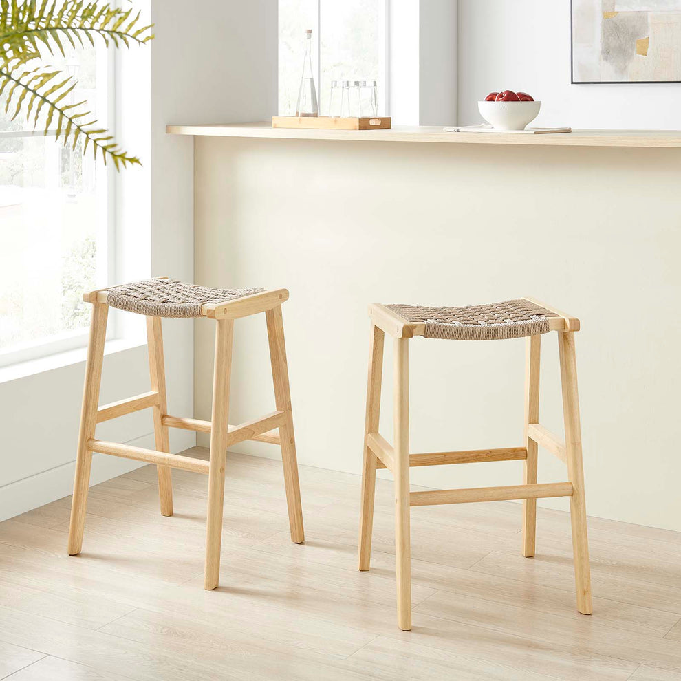 Saoirse Woven Rope Wood Bar Stool - Set of 2 By Modway - EEI-6550 | Bar Stools | Modishstore - 16