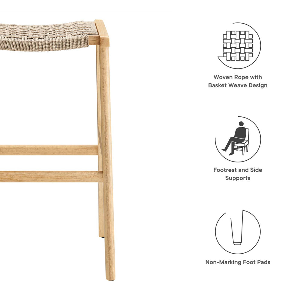 Saoirse Woven Rope Wood Bar Stool - Set of 2 By Modway - EEI-6550 | Bar Stools | Modishstore - 17