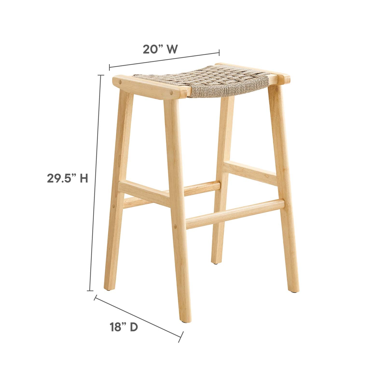 Saoirse Woven Rope Wood Bar Stool - Set of 2 By Modway - EEI-6550 | Bar Stools | Modway - 18