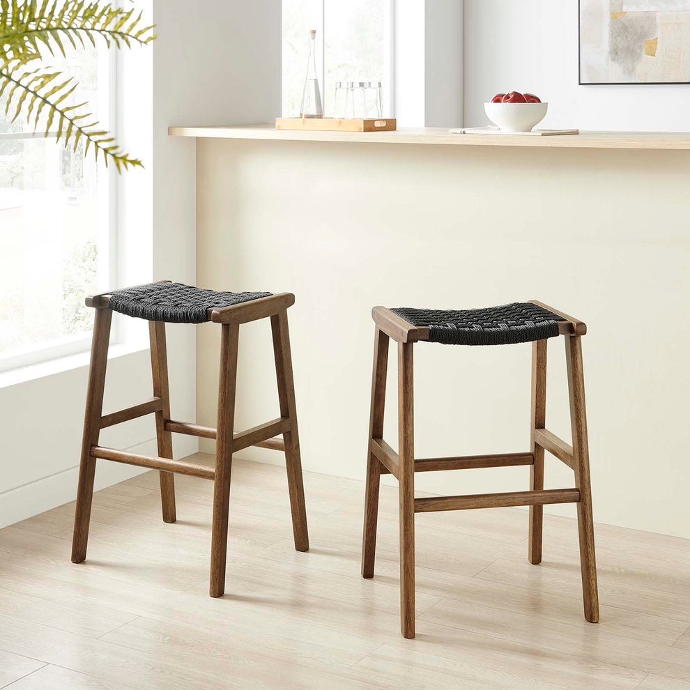 Saoirse Woven Rope Wood Bar Stool - Set of 2 By Modway - EEI-6550 | Bar Stools | Modishstore - 25
