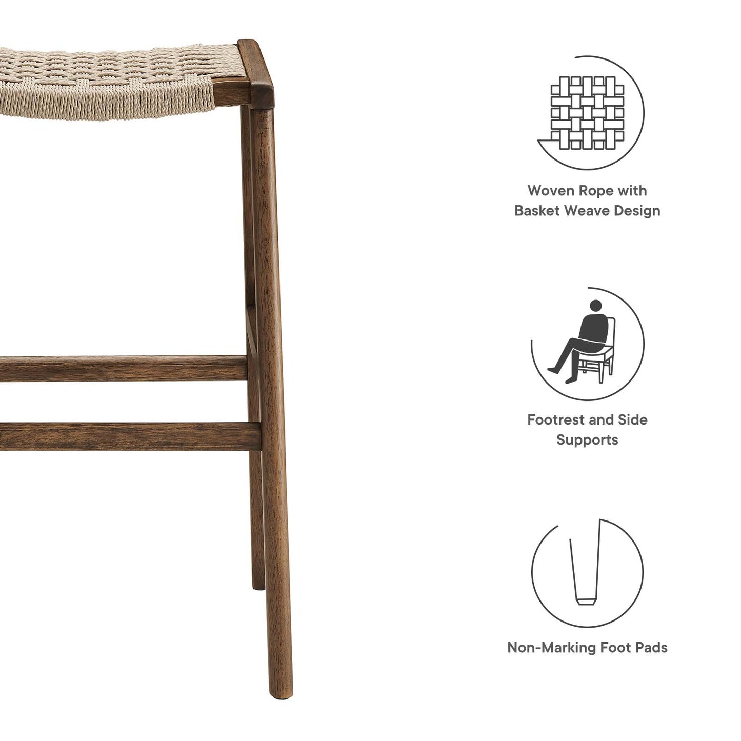 Saoirse Woven Rope Wood Bar Stool - Set of 2 By Modway - EEI-6550 | Bar Stools | Modway - 26