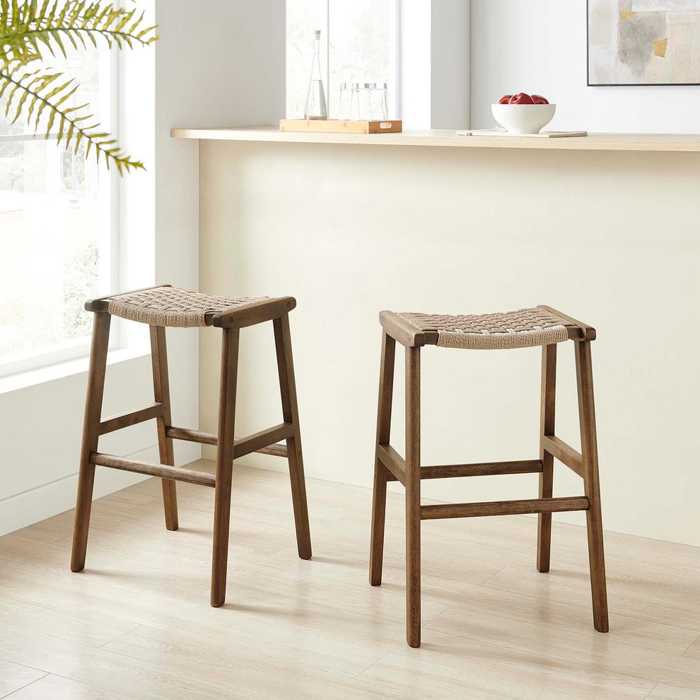 Saoirse Woven Rope Wood Bar Stool - Set of 2 By Modway - EEI-6550 | Bar Stools | Modishstore - 34
