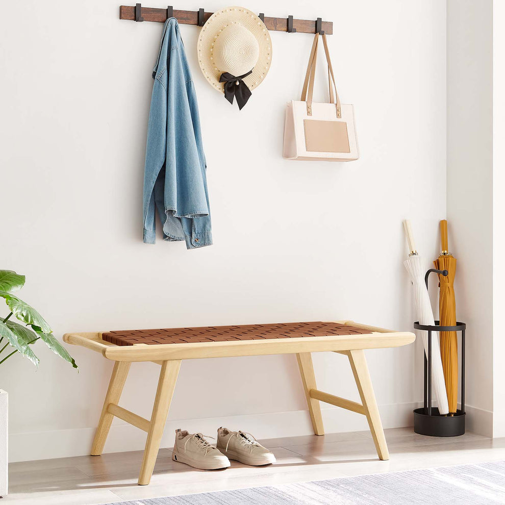 Saoirse 47" Faux Leather Wood Bench By Modway - EEI-6551 | Benches | Modishstore - 1