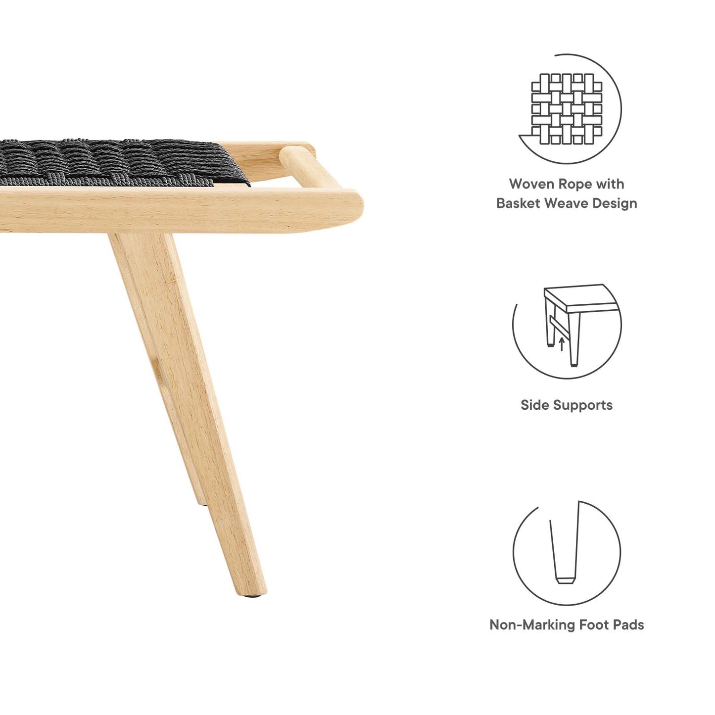 Saoirse 47" Wove Rope Wood Bench By Modway - EEI-6552 | Benches | Modishstore - 6