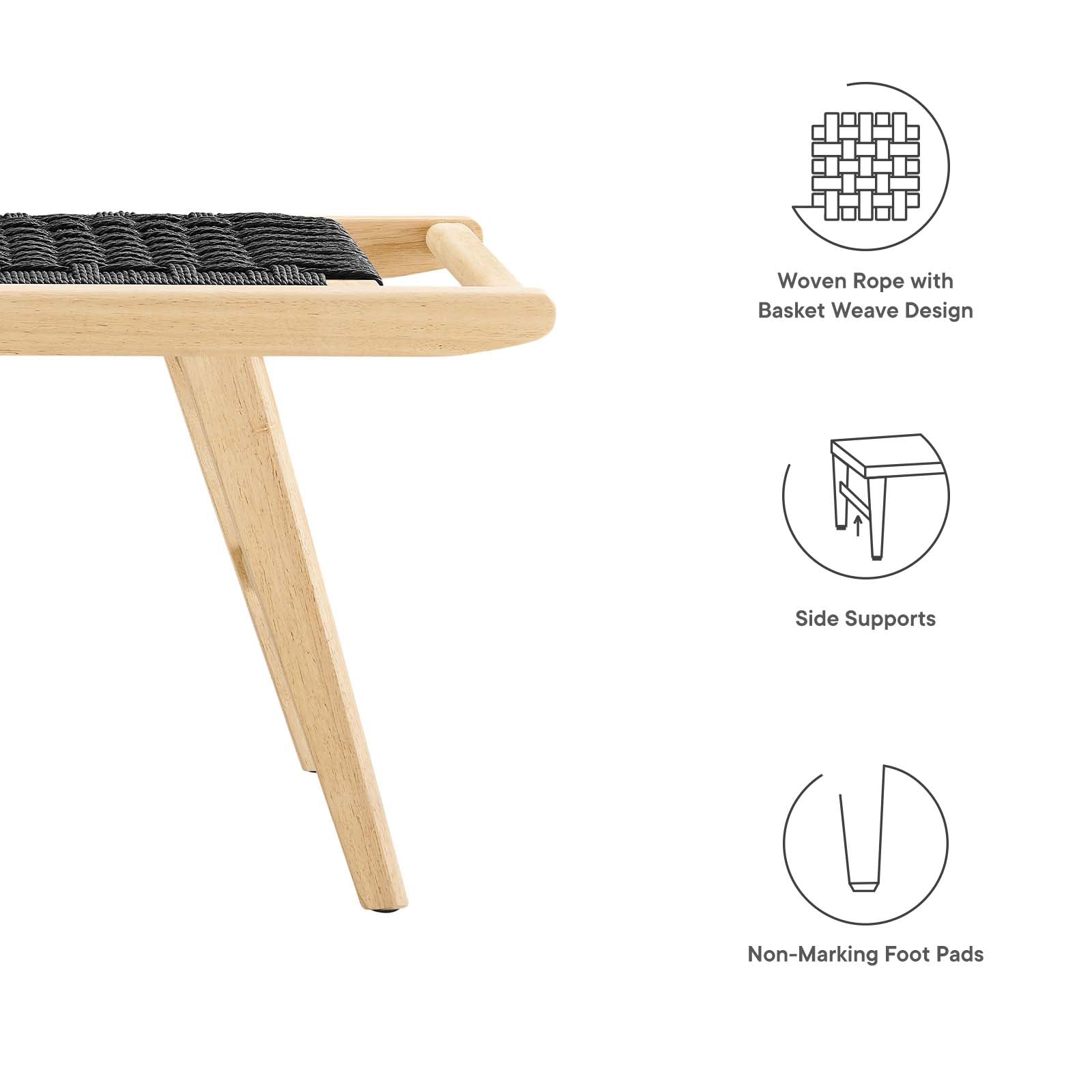 Saoirse 47" Wove Rope Wood Bench By Modway - EEI-6552 | Benches | Modishstore - 6