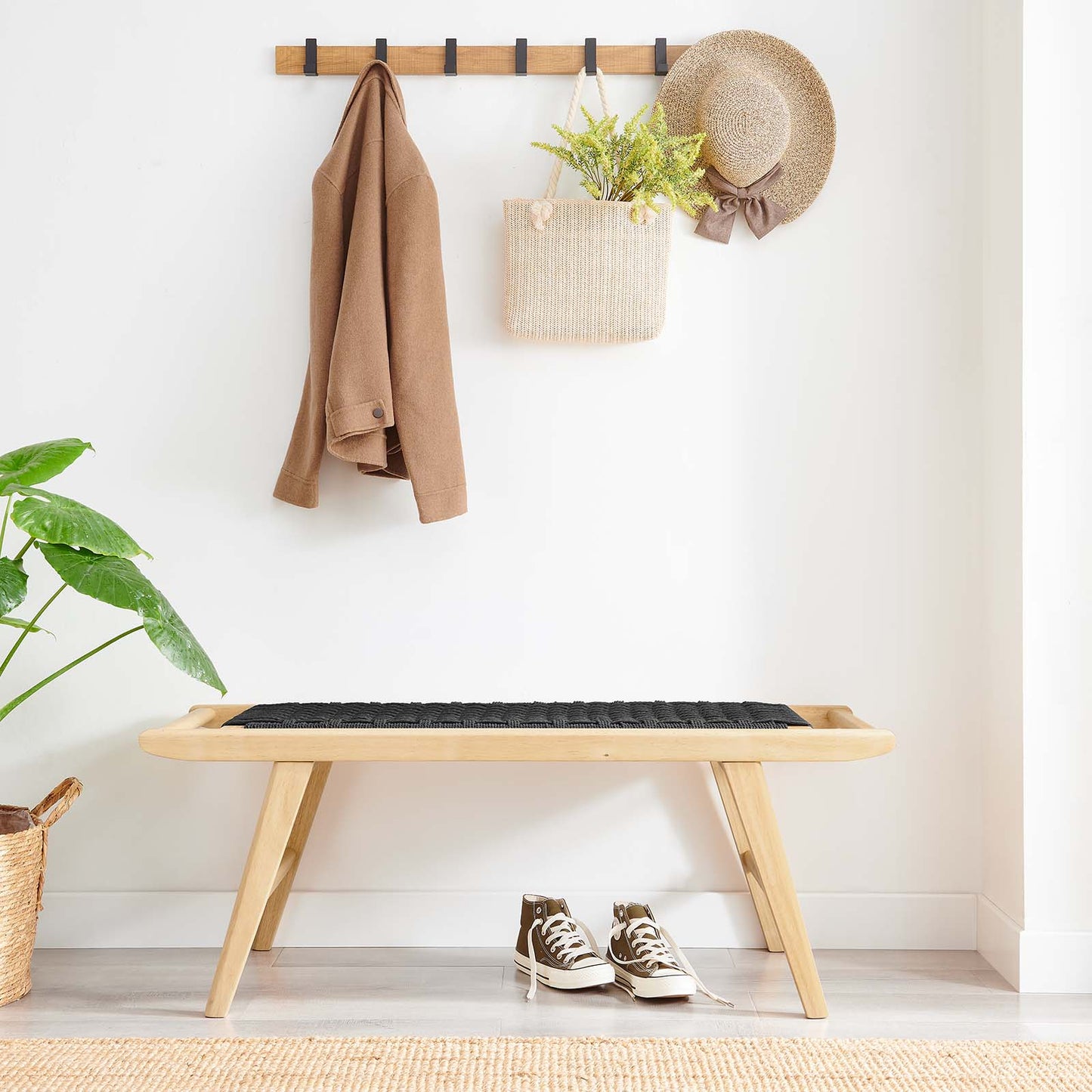 Saoirse 47" Wove Rope Wood Bench By Modway - EEI-6552 | Benches | Modishstore - 1