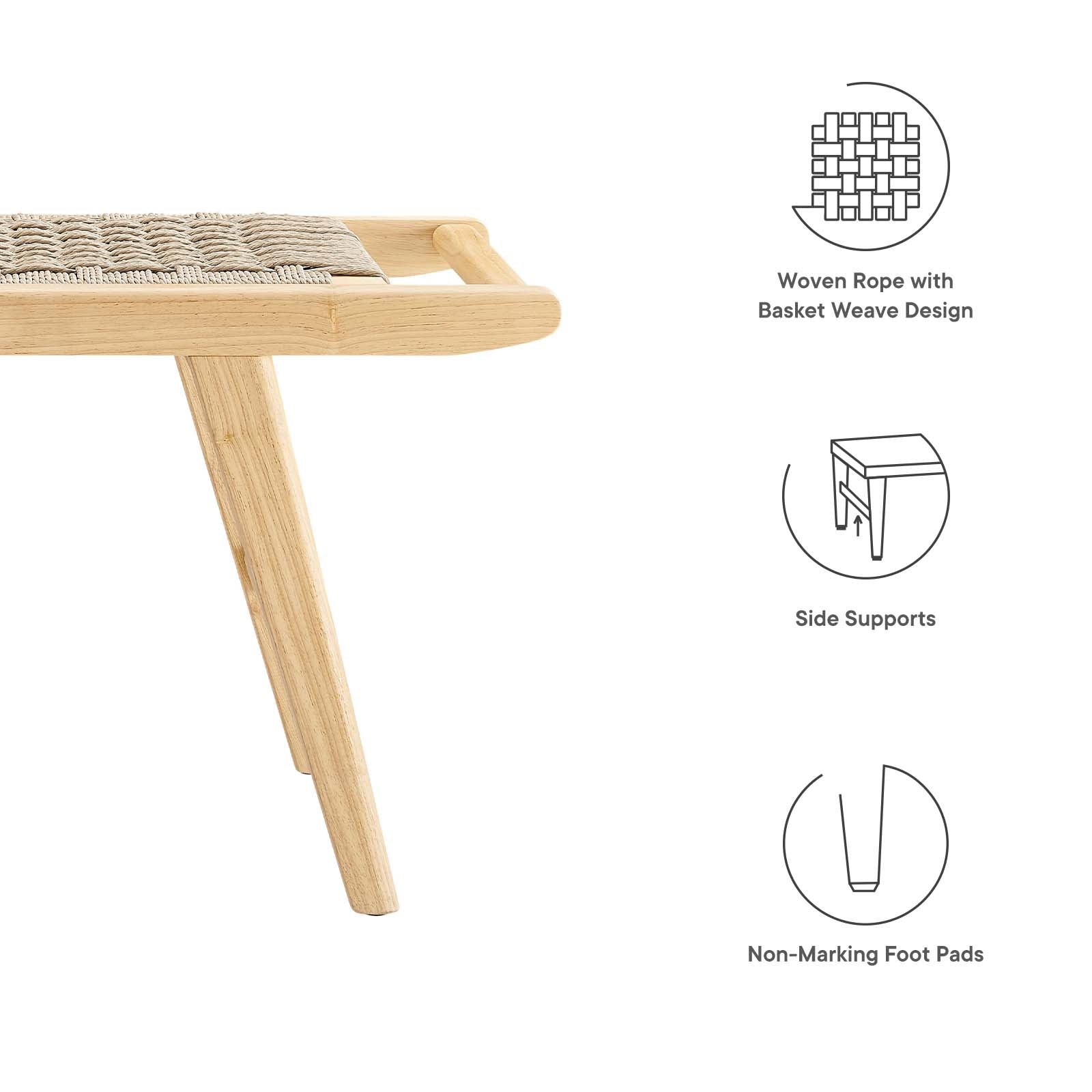 Saoirse 47" Wove Rope Wood Bench By Modway - EEI-6552 | Benches | Modishstore - 13