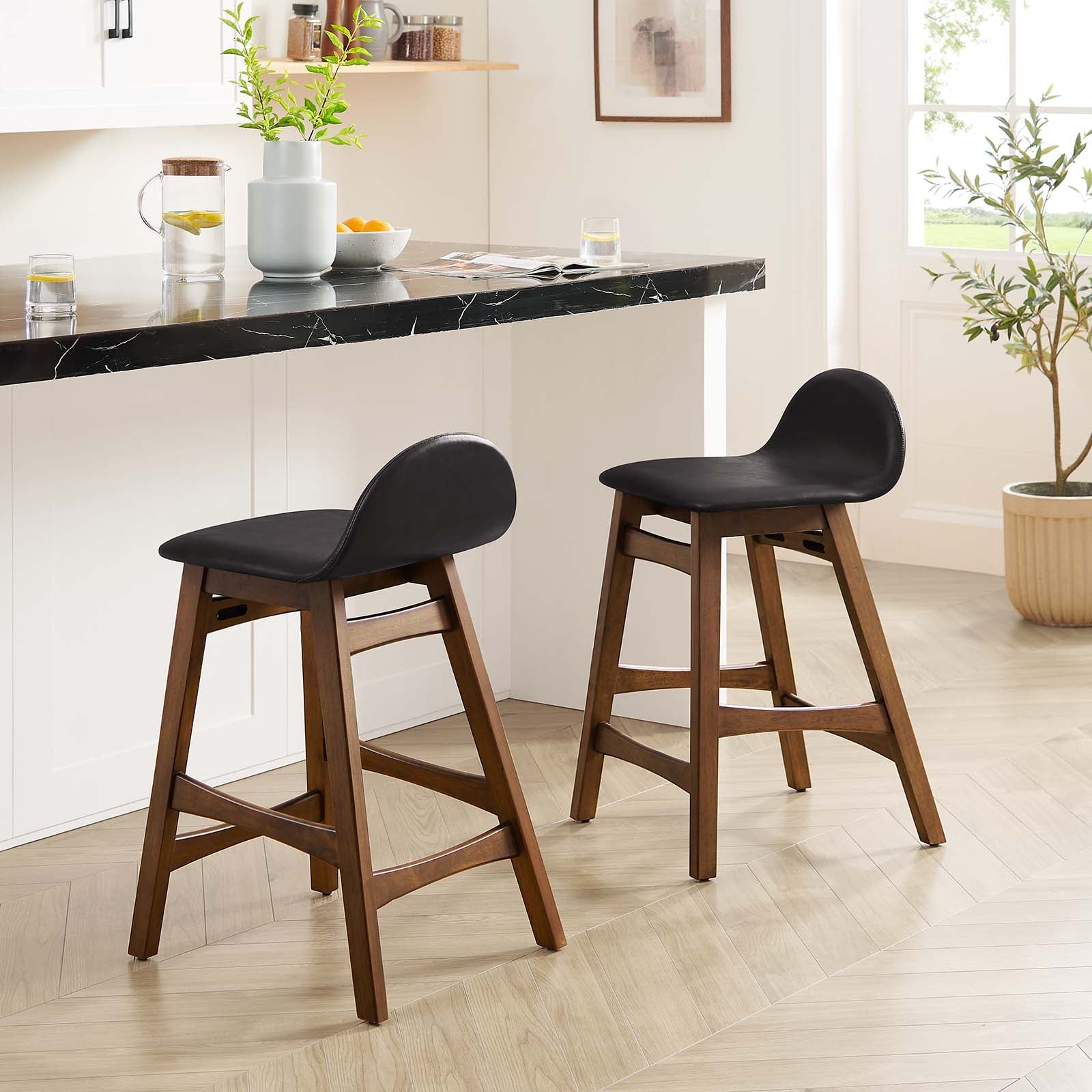 Juno Wood Counter Stool - Set of 2 By Modway - EEI-6556 | Counter Stools | Modishstore - 1