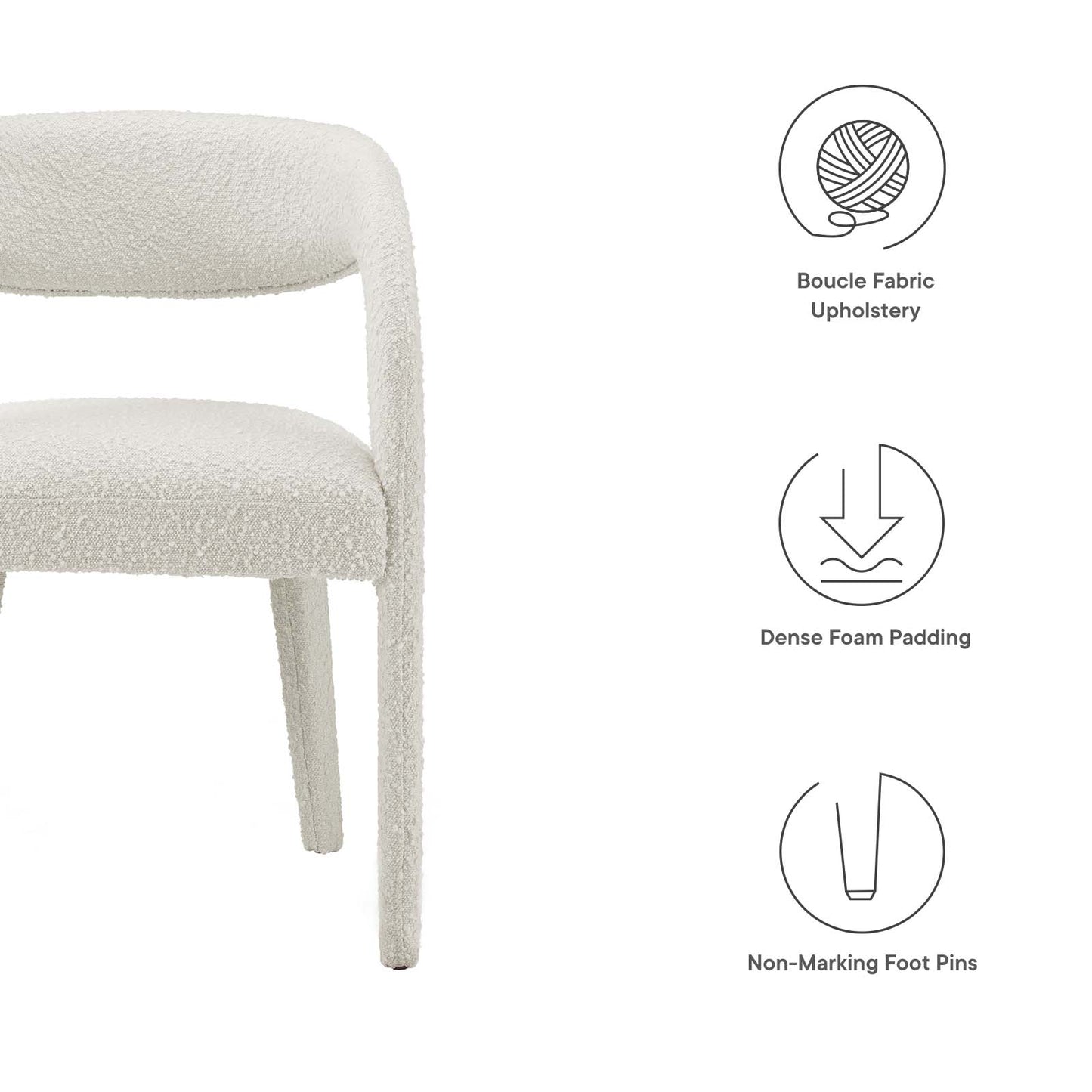 Pinnacle Boucle Upholstered Dining Chair Set of Two By Modway - EEI-6562 | Dining Chairs | Modishstore - 17