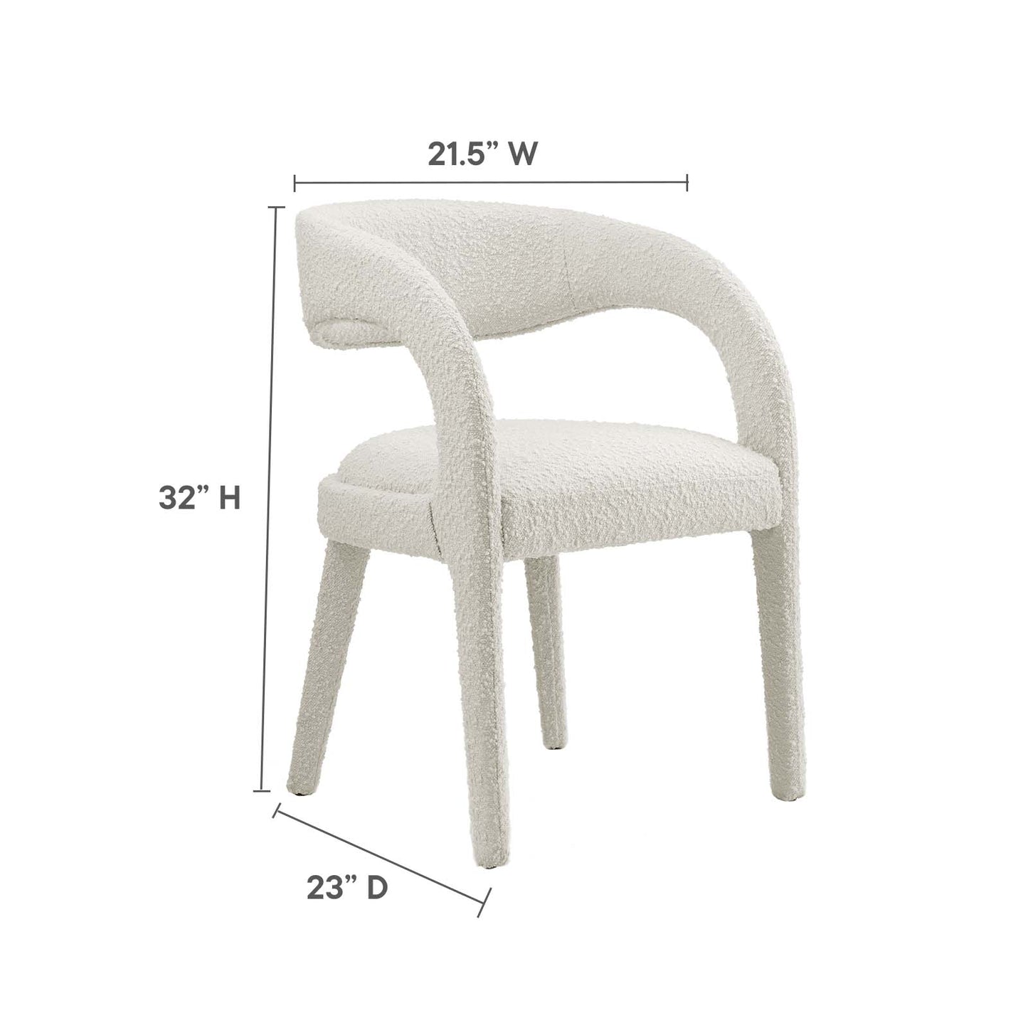 Pinnacle Boucle Upholstered Dining Chair Set of Two By Modway - EEI-6562 | Dining Chairs | Modishstore - 18