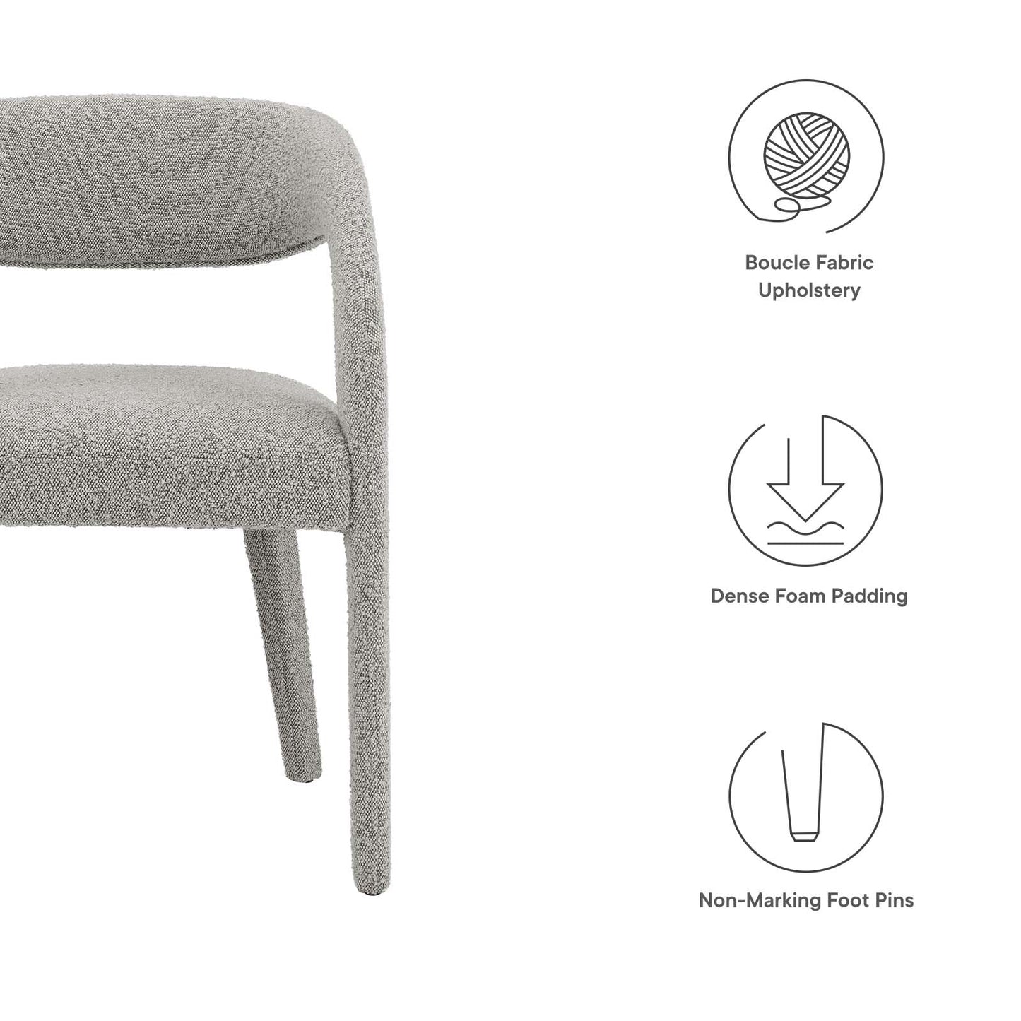 Pinnacle Boucle Upholstered Dining Chair Set of Two By Modway - EEI-6562 | Dining Chairs | Modishstore - 26