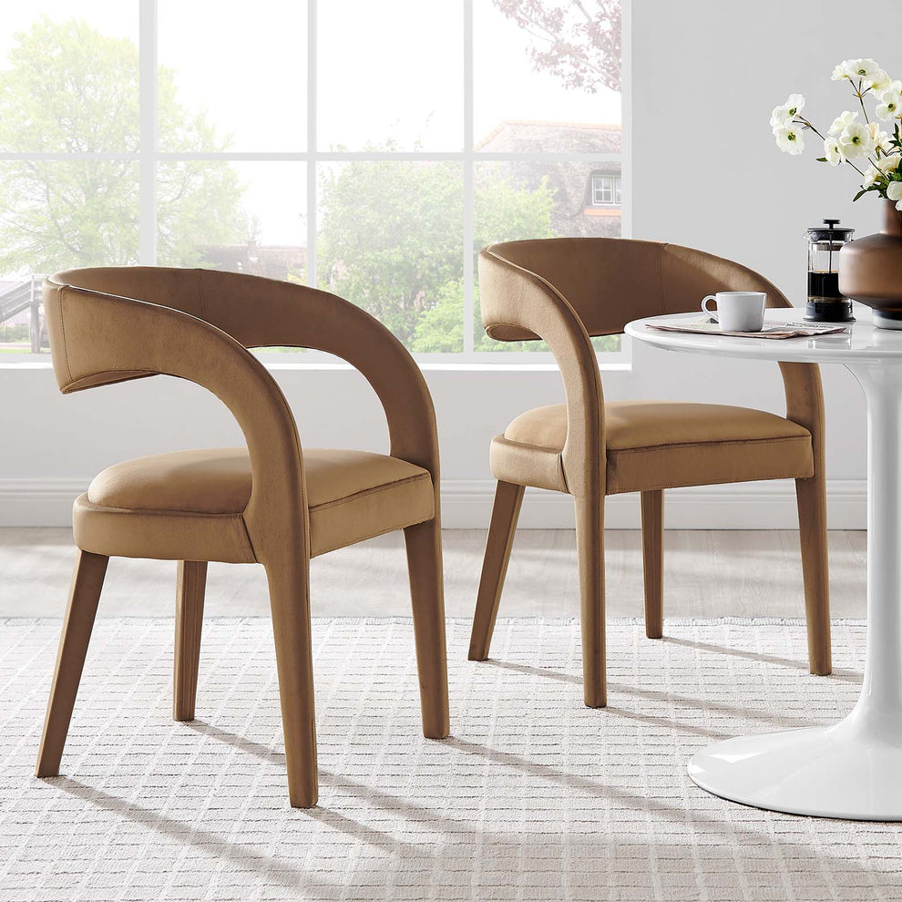 Pinnacle Performance Velvet Dining Chair Set of Two By Modway - EEI-6563 | Dining Chairs | Modishstore - 1