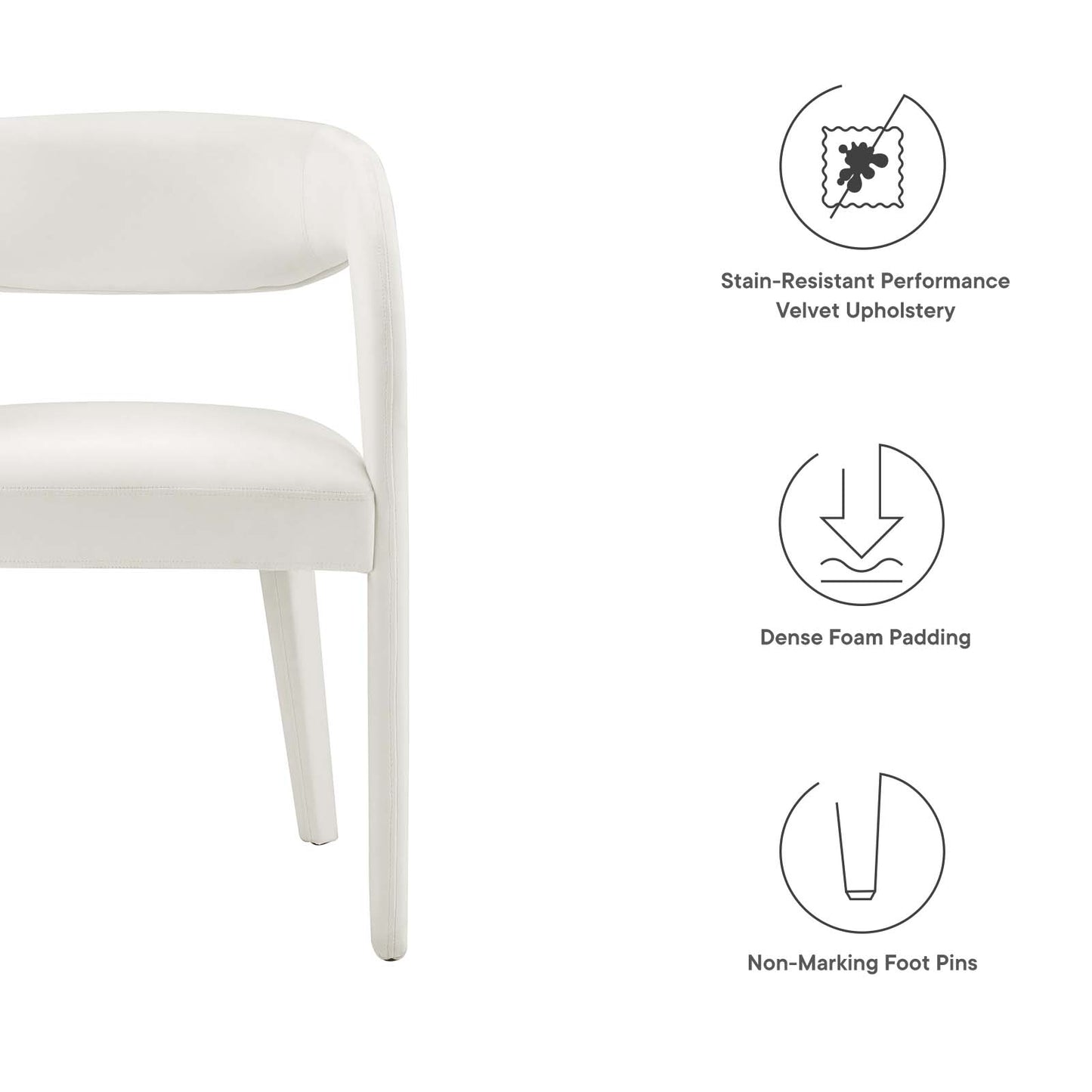 Pinnacle Performance Velvet Dining Chair Set of Two By Modway - EEI-6563 | Dining Chairs | Modishstore - 35