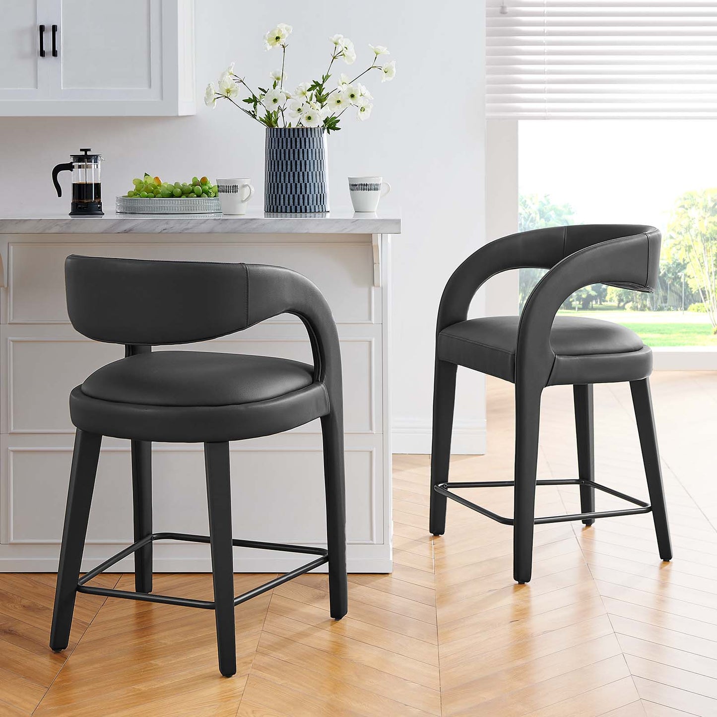 Pinnacle Vegan Leather Counter Stool Set of Two By Modway - EEI-6564 | Counter Stools | Modishstore - 1