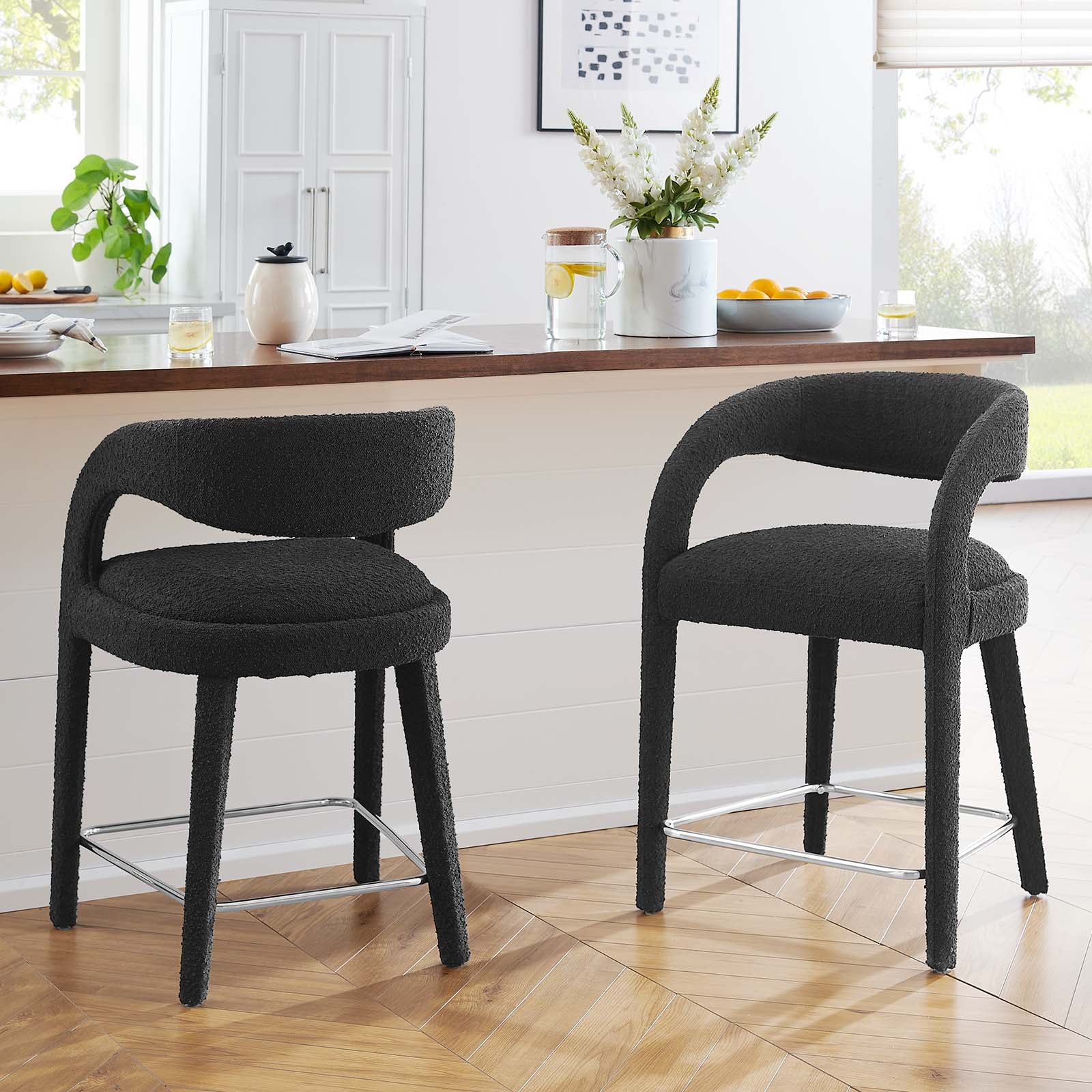 Pinnacle Boucle Upholstered Counter Stool Set of Two By Modway - EEI-6565 | Counter Stools | Modishstore - 1