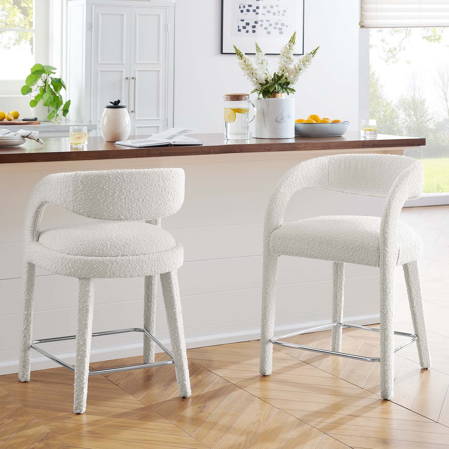 Pinnacle Boucle Upholstered Counter Stool Set of Two By Modway - EEI-6565 | Counter Stools | Modishstore - 11