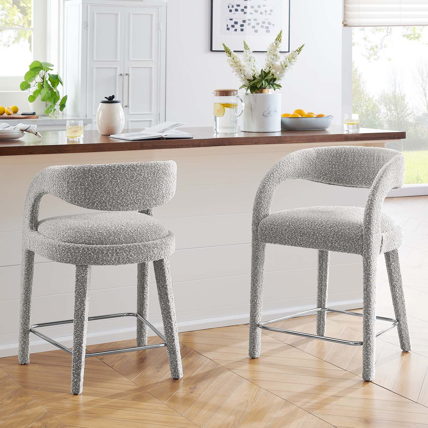 Pinnacle Boucle Upholstered Counter Stool Set of Two By Modway - EEI-6565 | Counter Stools | Modishstore - 20