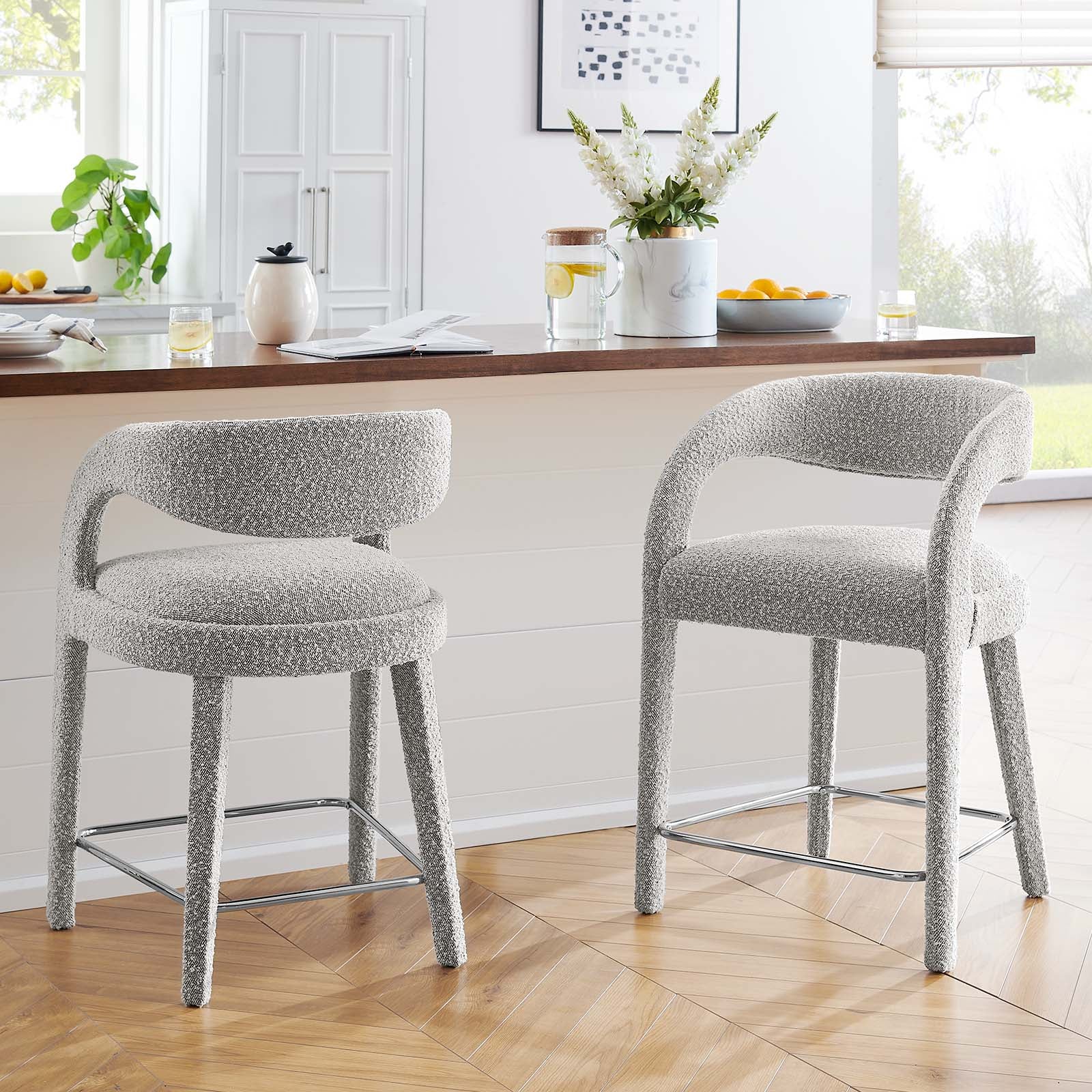 Pinnacle Boucle Upholstered Counter Stool Set of Two By Modway - EEI-6565 | Counter Stools | Modishstore - 20