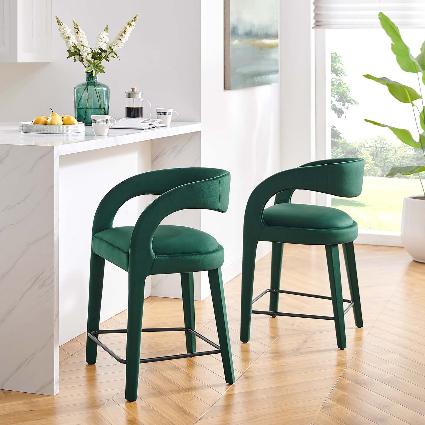 Pinnacle Performance Velvet Counter Stool Set of Two By Modway - EEI-6566 | Counter Stools | Modishstore - 11