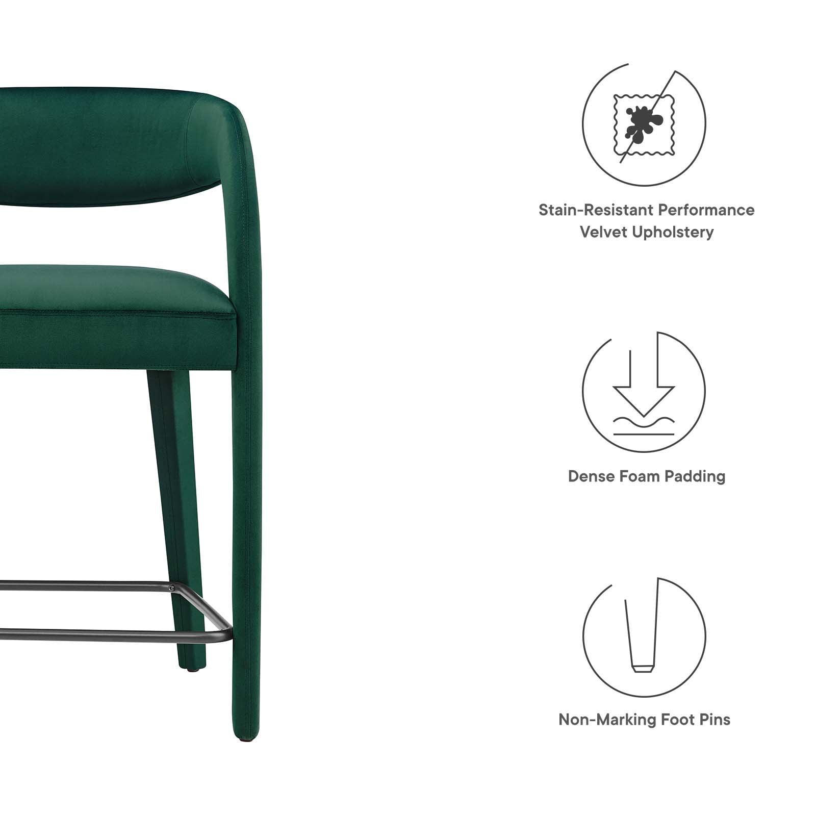 Pinnacle Performance Velvet Counter Stool Set of Two By Modway - EEI-6566 | Counter Stools | Modishstore - 17