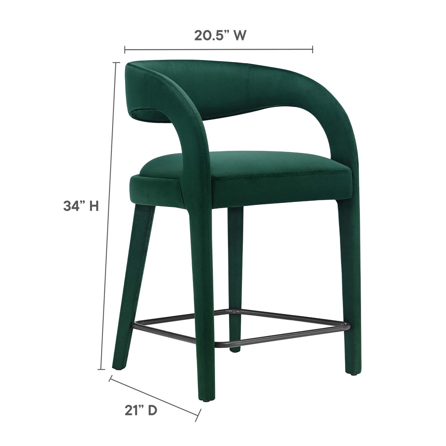 Pinnacle Performance Velvet Counter Stool Set of Two By Modway - EEI-6566 | Counter Stools | Modishstore - 18