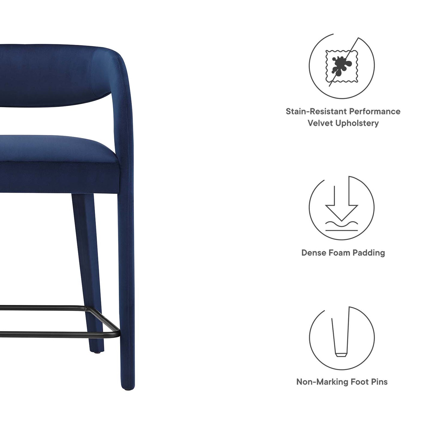 Pinnacle Performance Velvet Counter Stool Set of Two By Modway - EEI-6566 | Counter Stools | Modishstore - 44