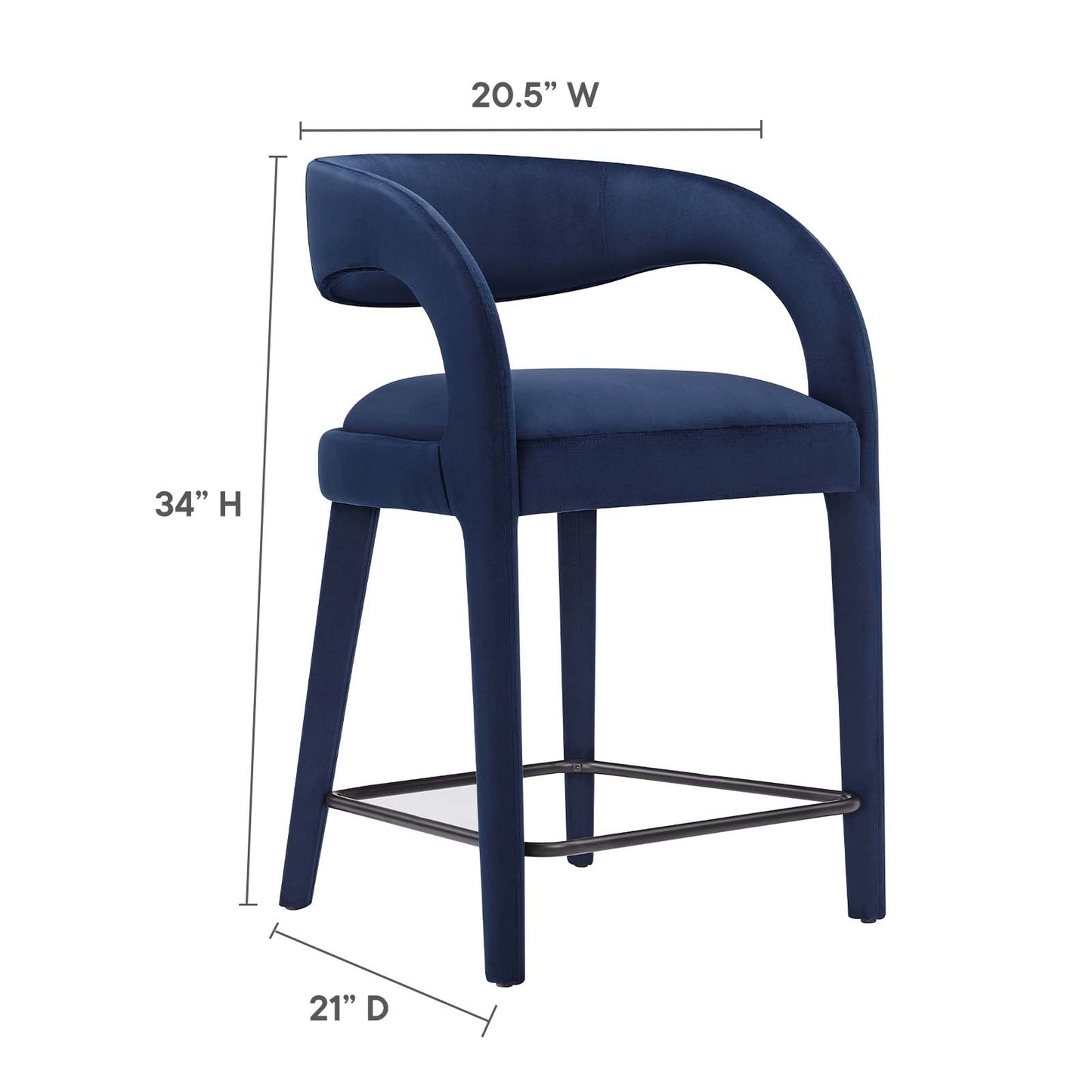 Pinnacle Performance Velvet Counter Stool Set of Two By Modway - EEI-6566 | Counter Stools | Modway - 45
