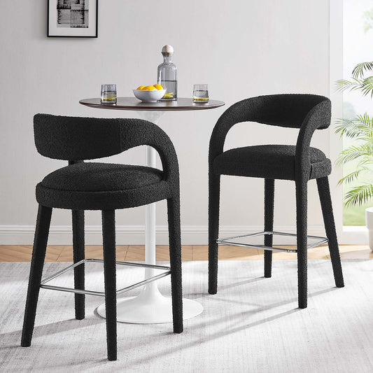 Pinnacle Boucle Upholstered Bar Stool Set of Two By Modway - EEI-6568 | Bar Stools | Modway