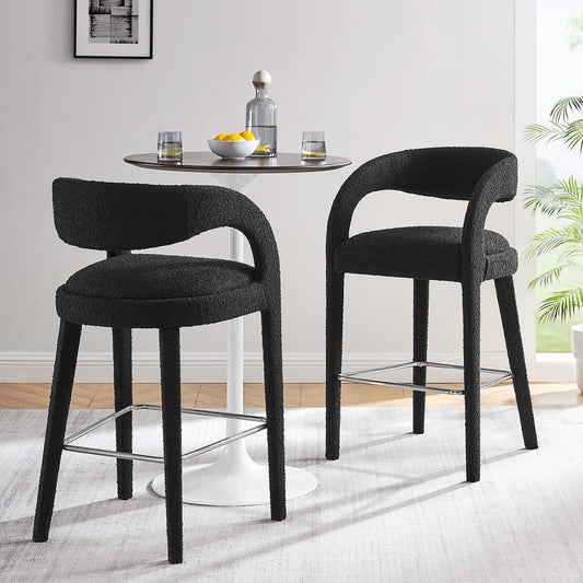 Pinnacle Boucle Upholstered Bar Stool Set of Two By Modway - EEI-6568 | Bar Stools | Modishstore - 1