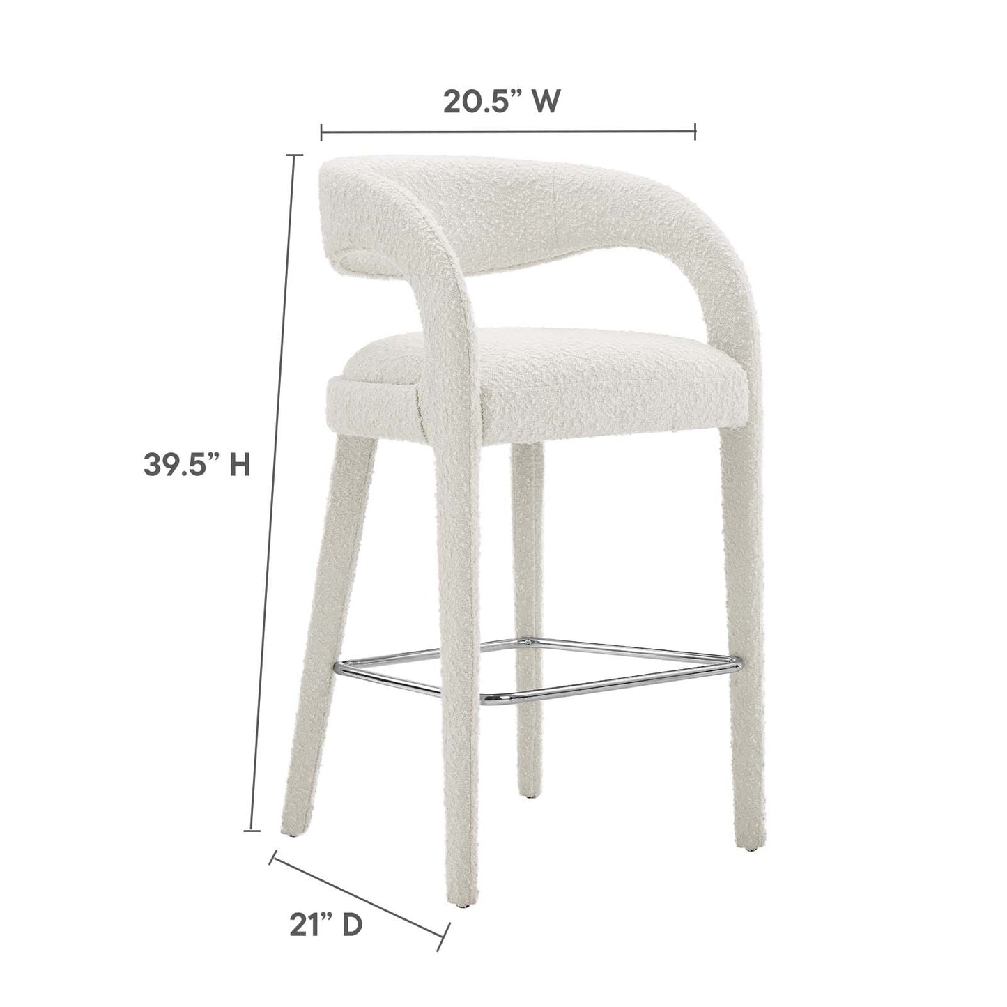 Pinnacle Boucle Upholstered Bar Stool Set of Two By Modway - EEI-6568 | Bar Stools | Modway - 18