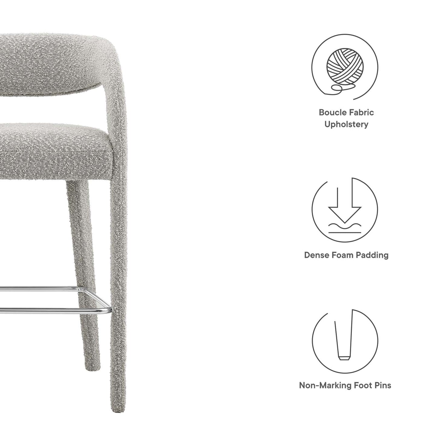 Pinnacle Boucle Upholstered Bar Stool Set of Two By Modway - EEI-6568 | Bar Stools | Modway - 26