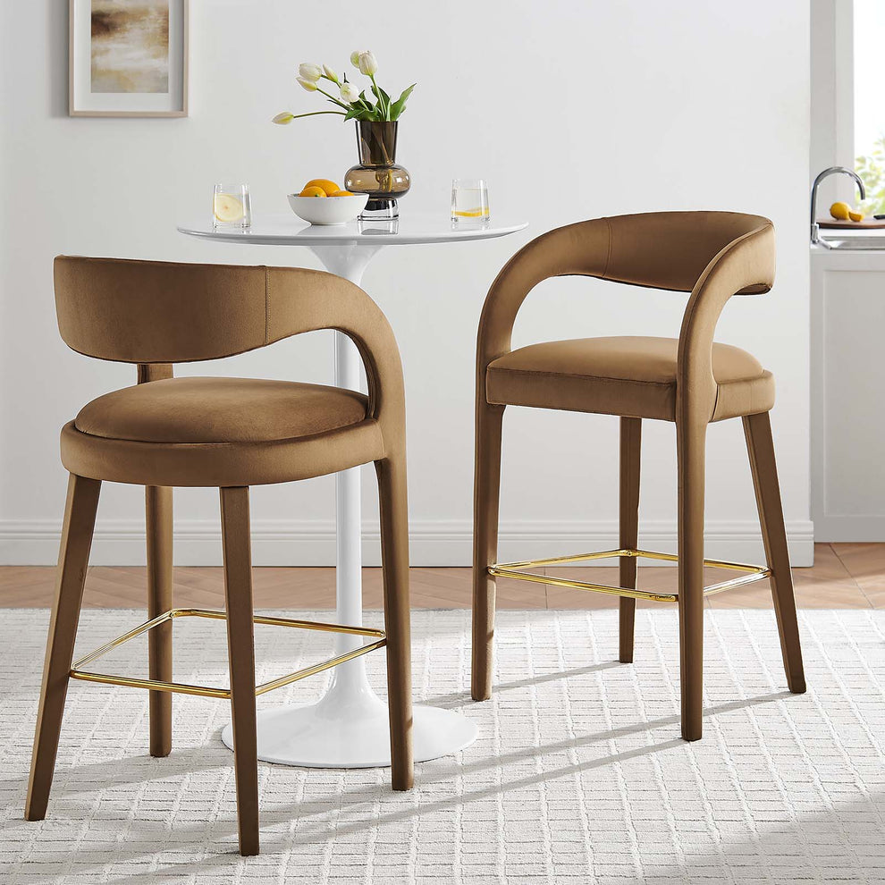 Pinnacle Performance Velvet Bar Stool Set of Two By Modway - EEI-6569 | Bar Stools | Modishstore - 1