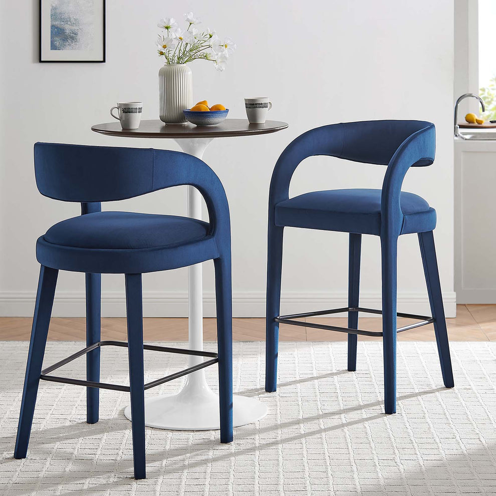 Pinnacle Performance Velvet Bar Stool Set of Two By Modway - EEI-6569 | Bar Stools | Modishstore - 38