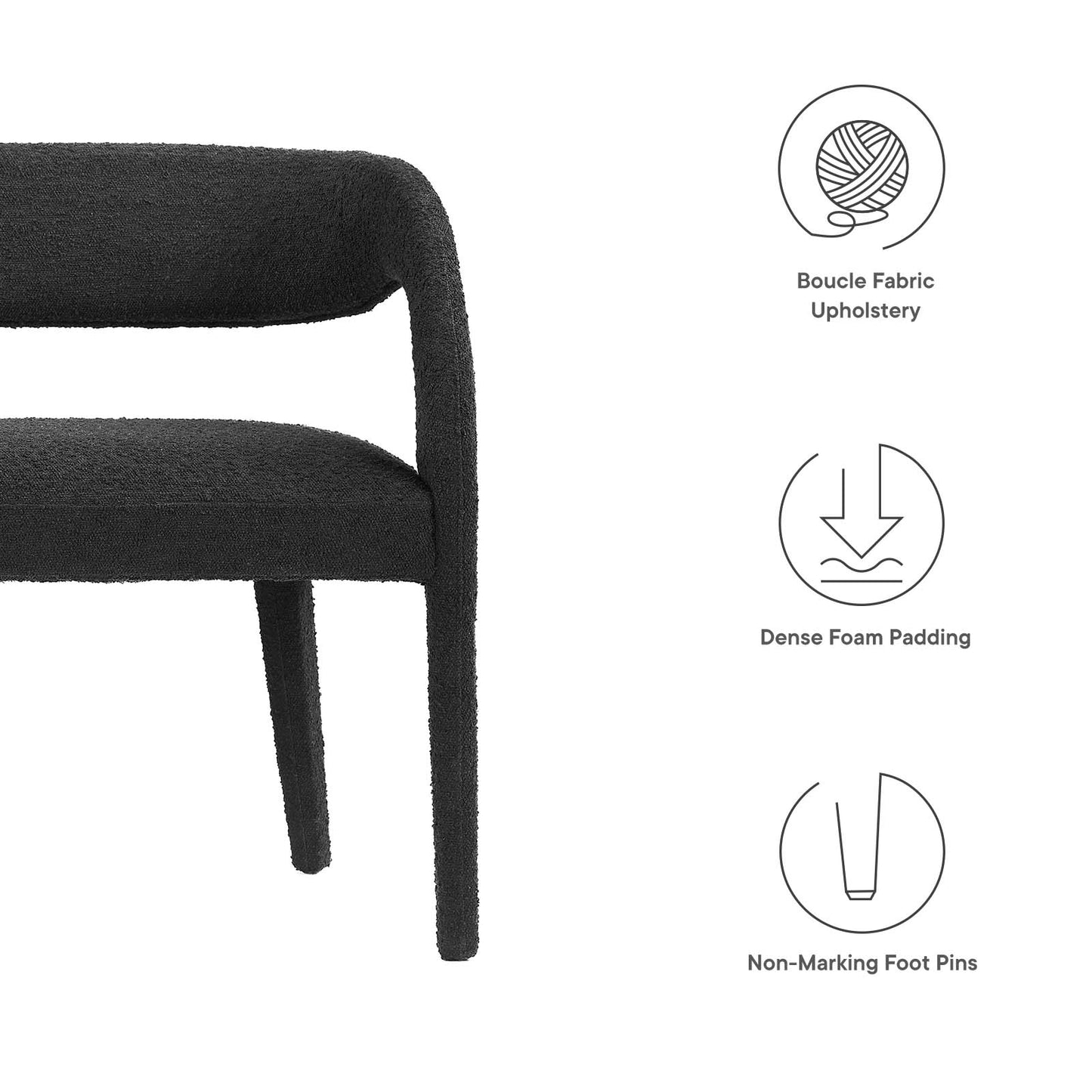 Pinnacle Boucle Fabric Accent Bench By Modway - EEI-6571 | Benches | Modishstore - 6