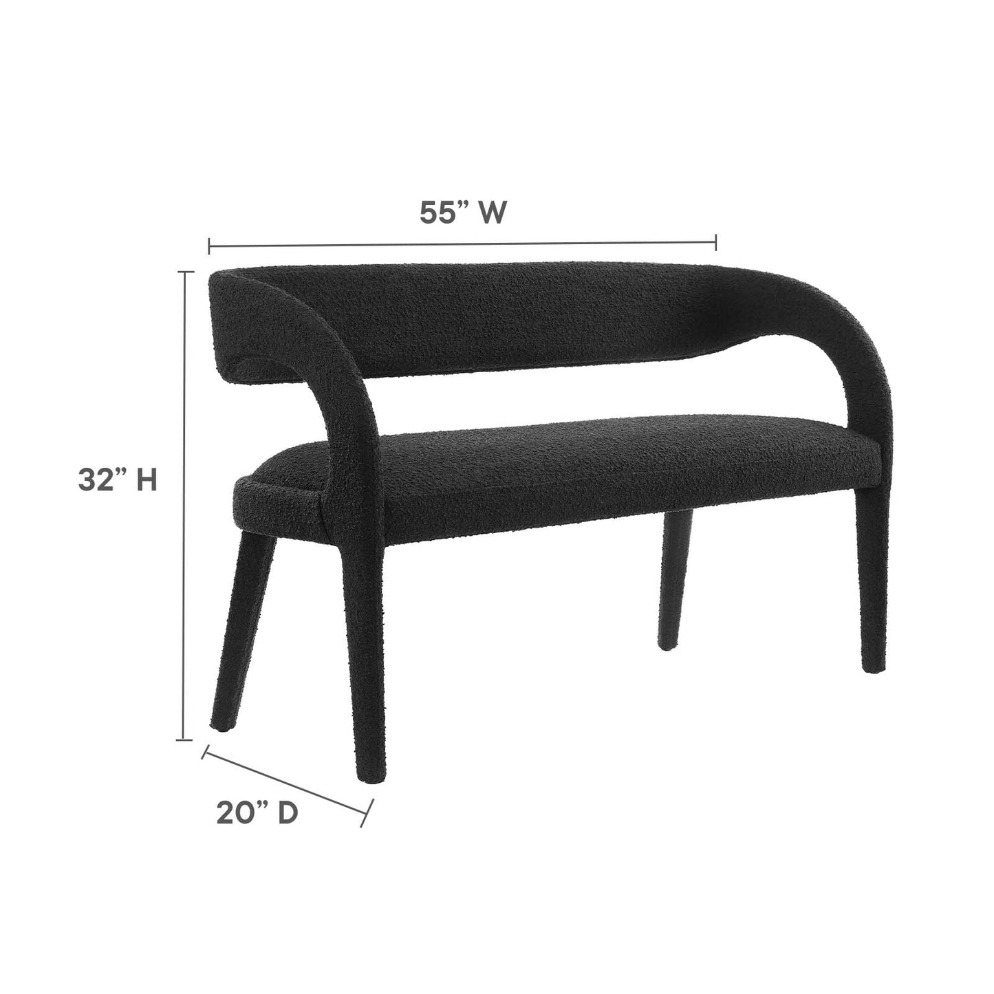 Pinnacle Boucle Fabric Accent Bench By Modway - EEI-6571 | Benches | Modishstore - 7