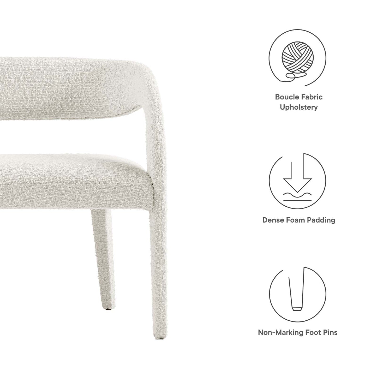 Pinnacle Boucle Fabric Accent Bench By Modway - EEI-6571 | Benches | Modishstore - 14