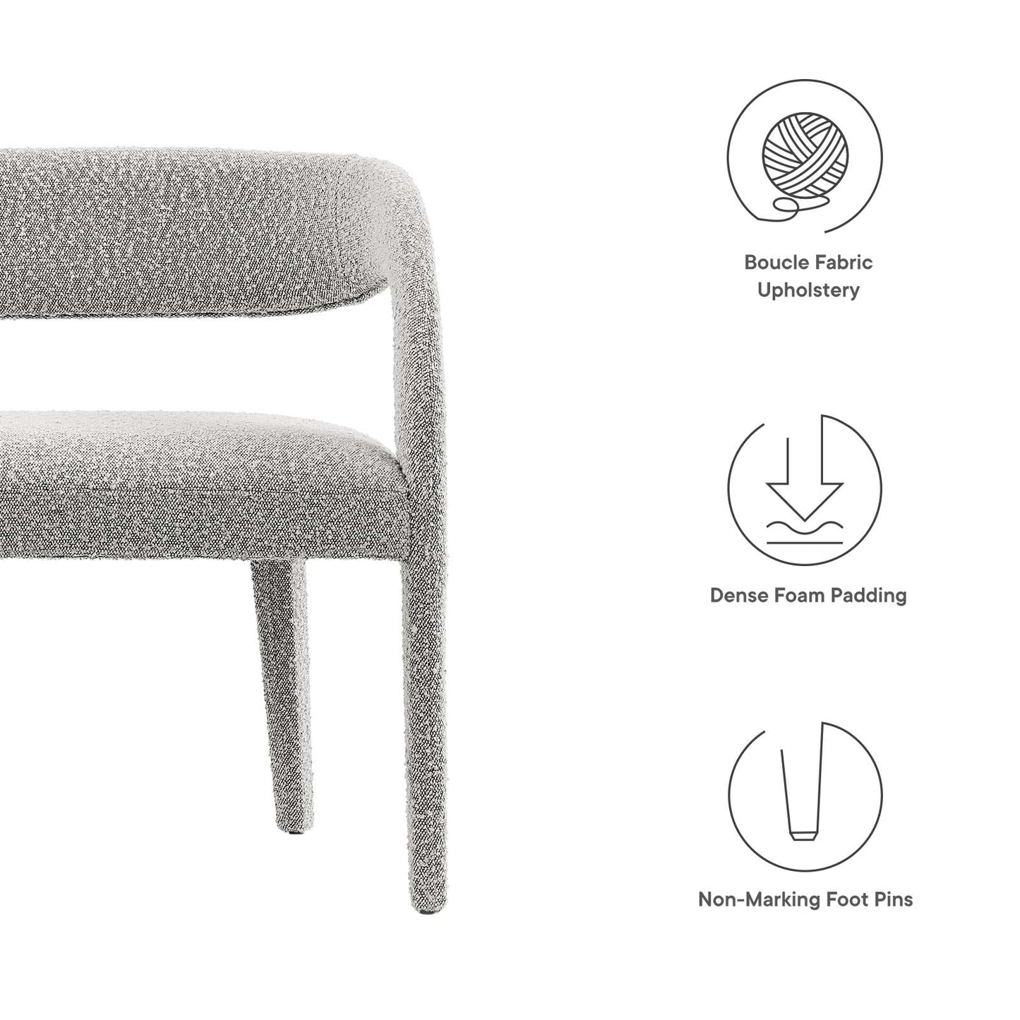 Pinnacle Boucle Fabric Accent Bench By Modway - EEI-6571 | Benches | Modishstore - 22