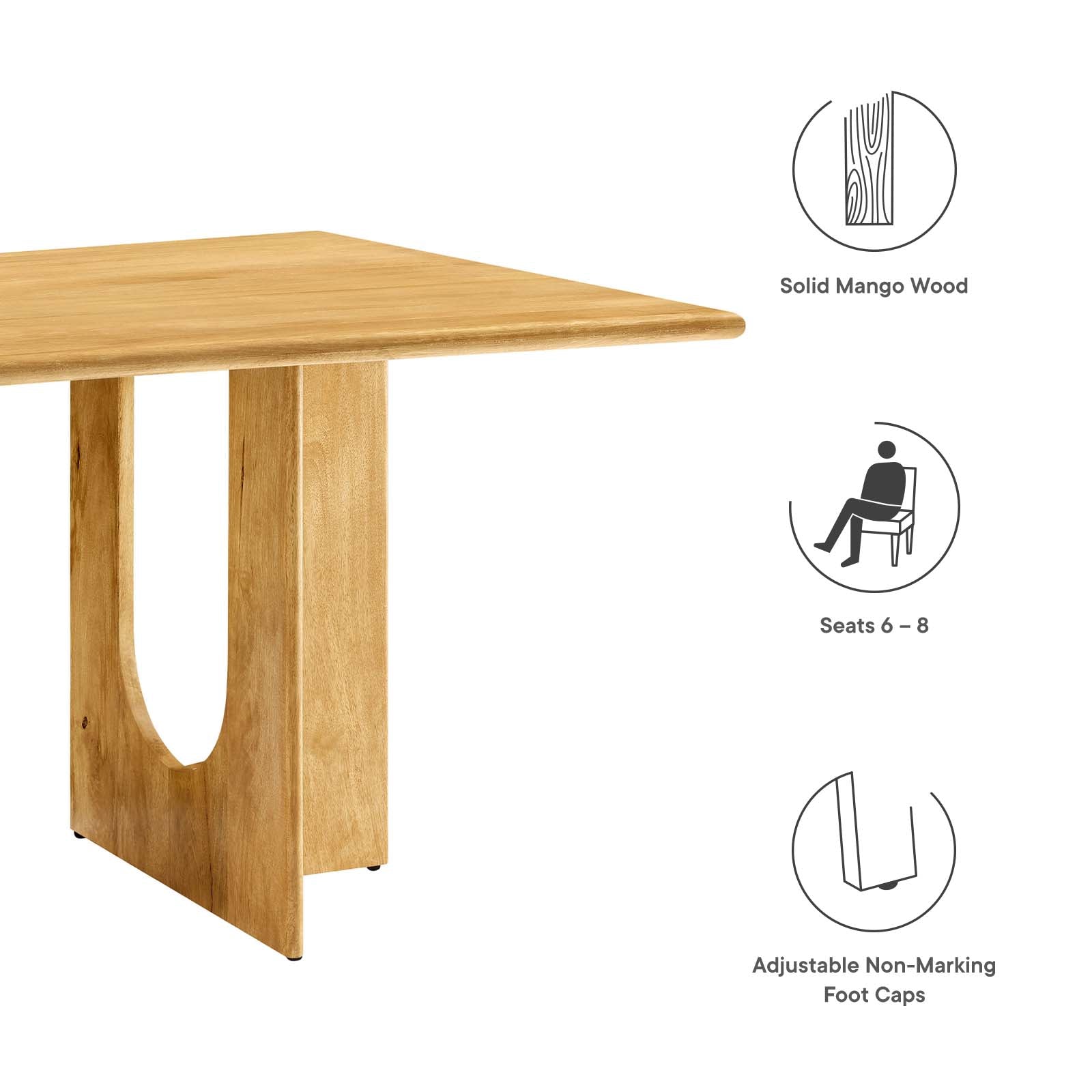 Rivian Rectangular 70" Wood Dining Table By Modway - EEI-6593 | Dining Tables | Modishstore - 9