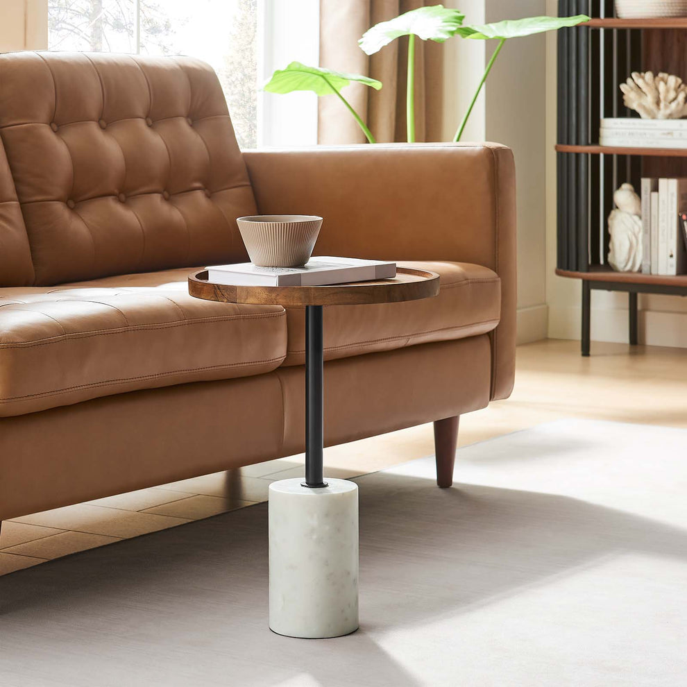 Amina Round Acacia Wood Side Table By Modway - EEI-6607 | Side Tables | Modishstore - 1