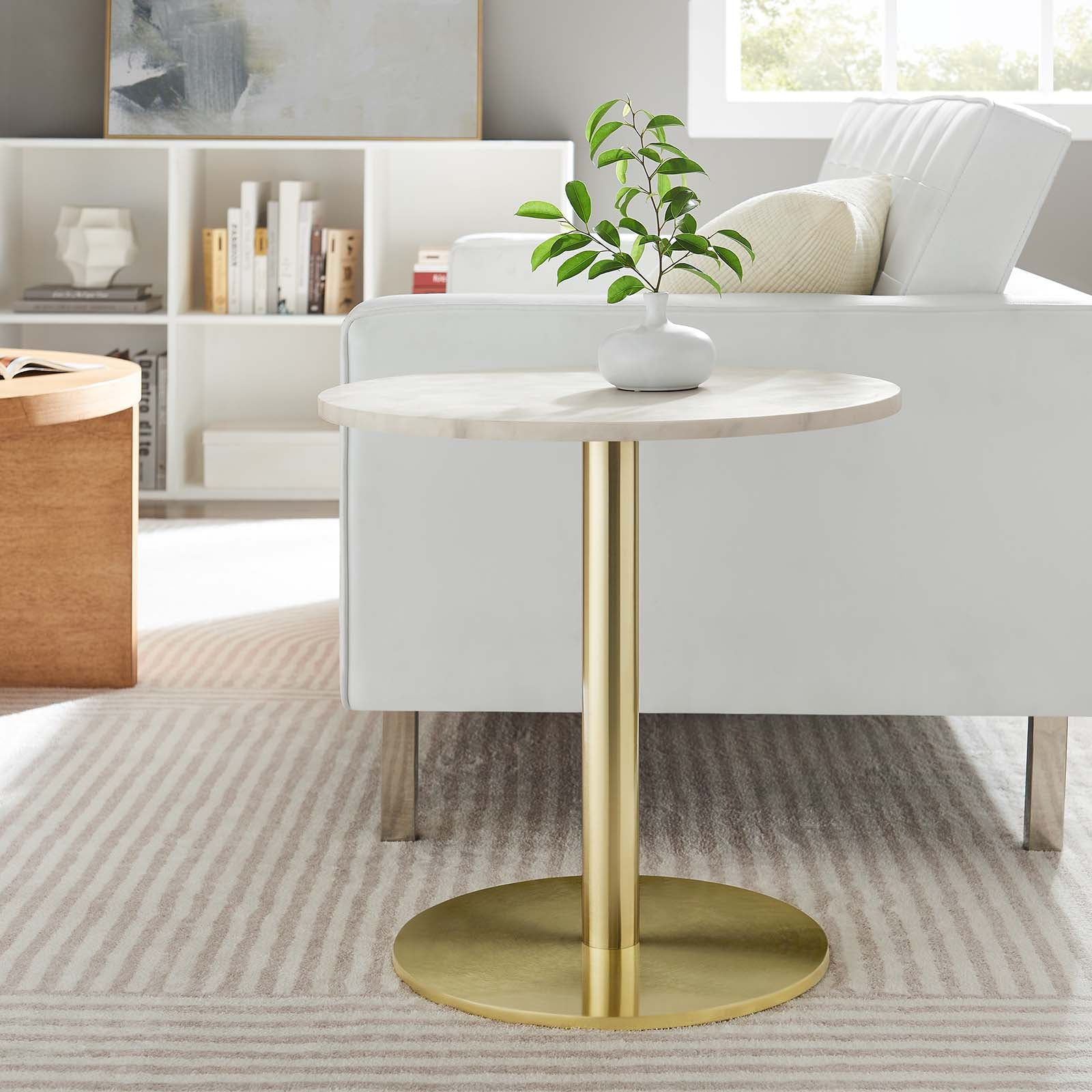 Viva Round White Marble Side Table By Modway - EEI-6609 | Side Tables | Modishstore - 1