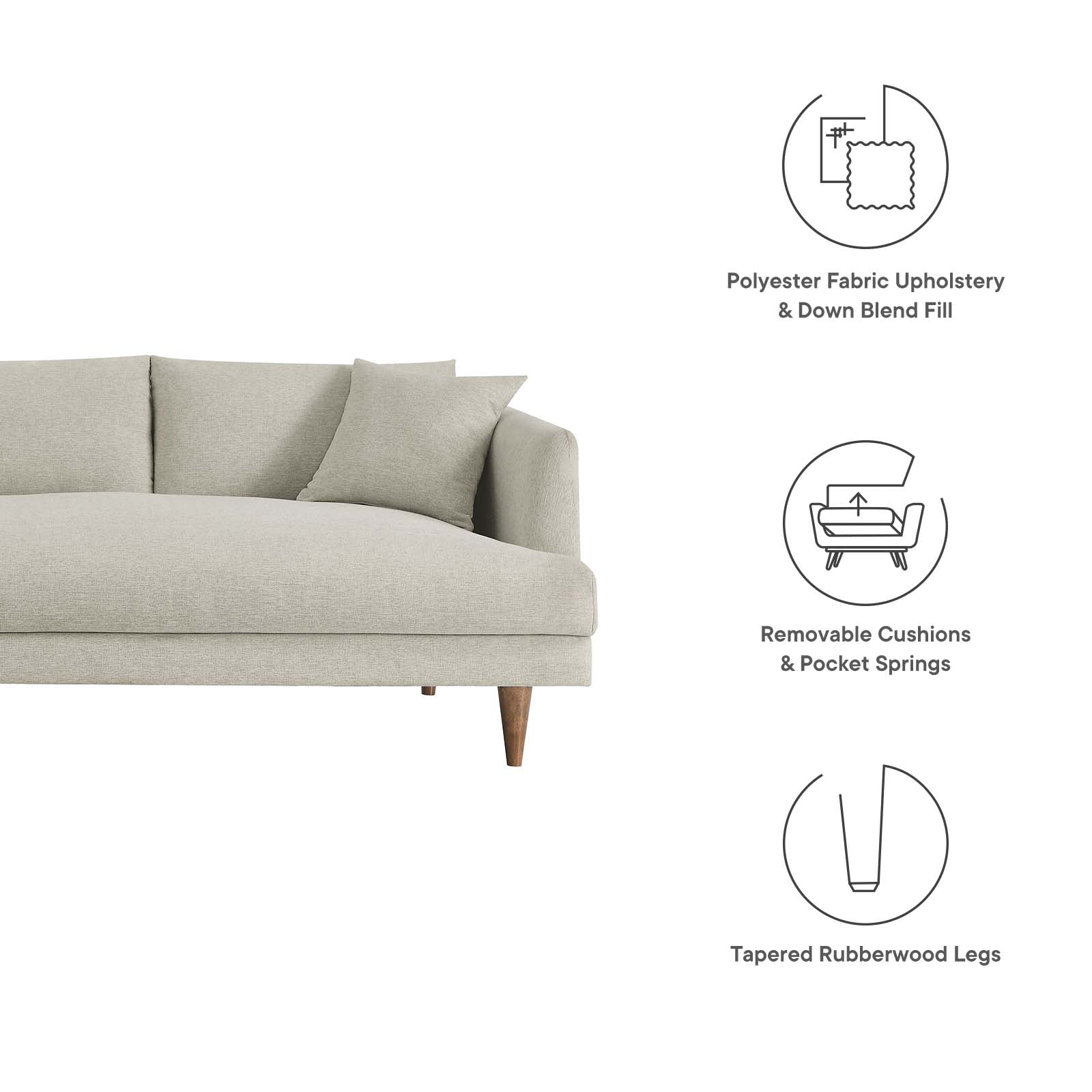 Zoya Down Filled Overstuffed 3 Piece Sectional Sofa By Modway - EEI-6613 | Sectional | Modishstore - 9