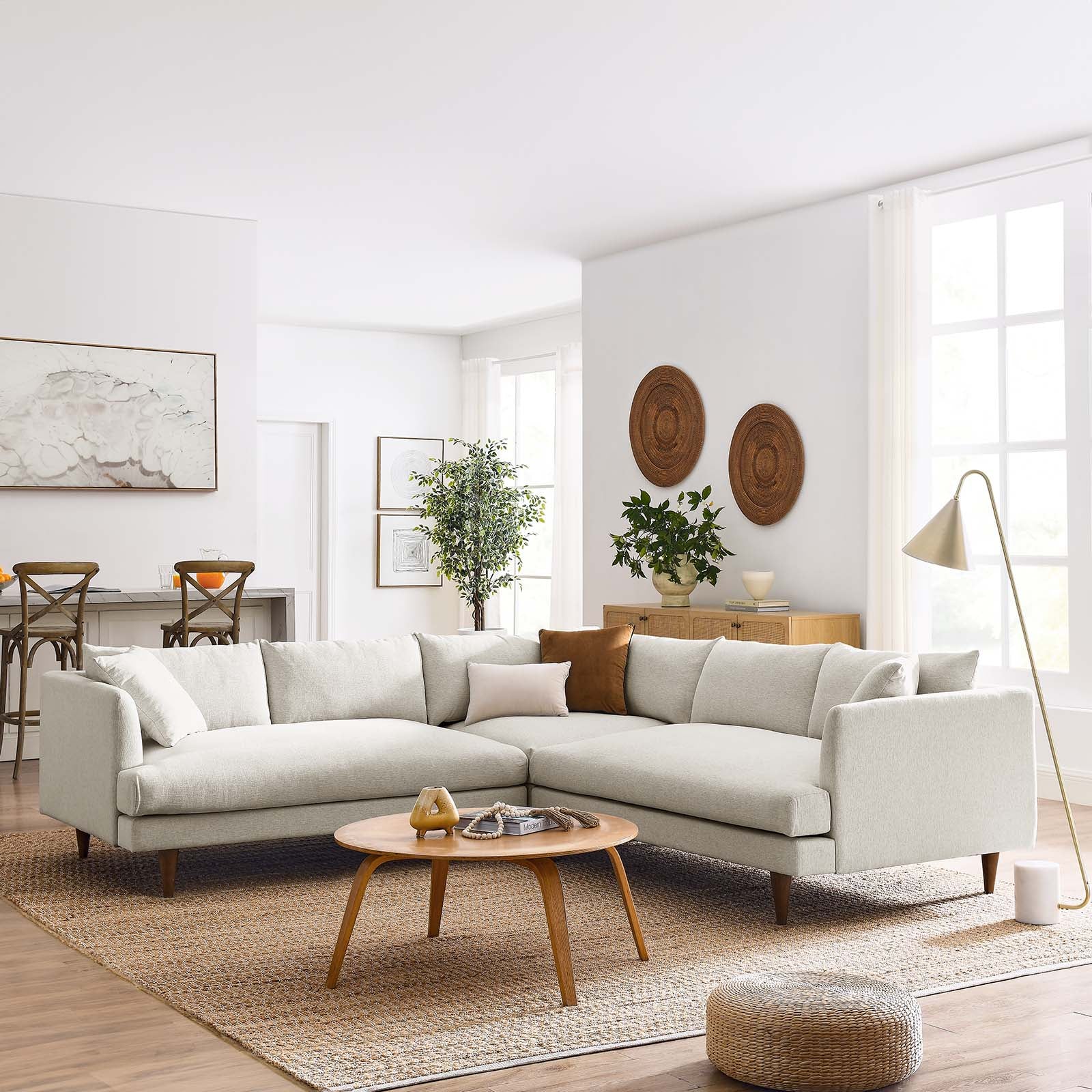 Modway Zoya Down Filled Overstuffed Polyester Sectional Modern â
