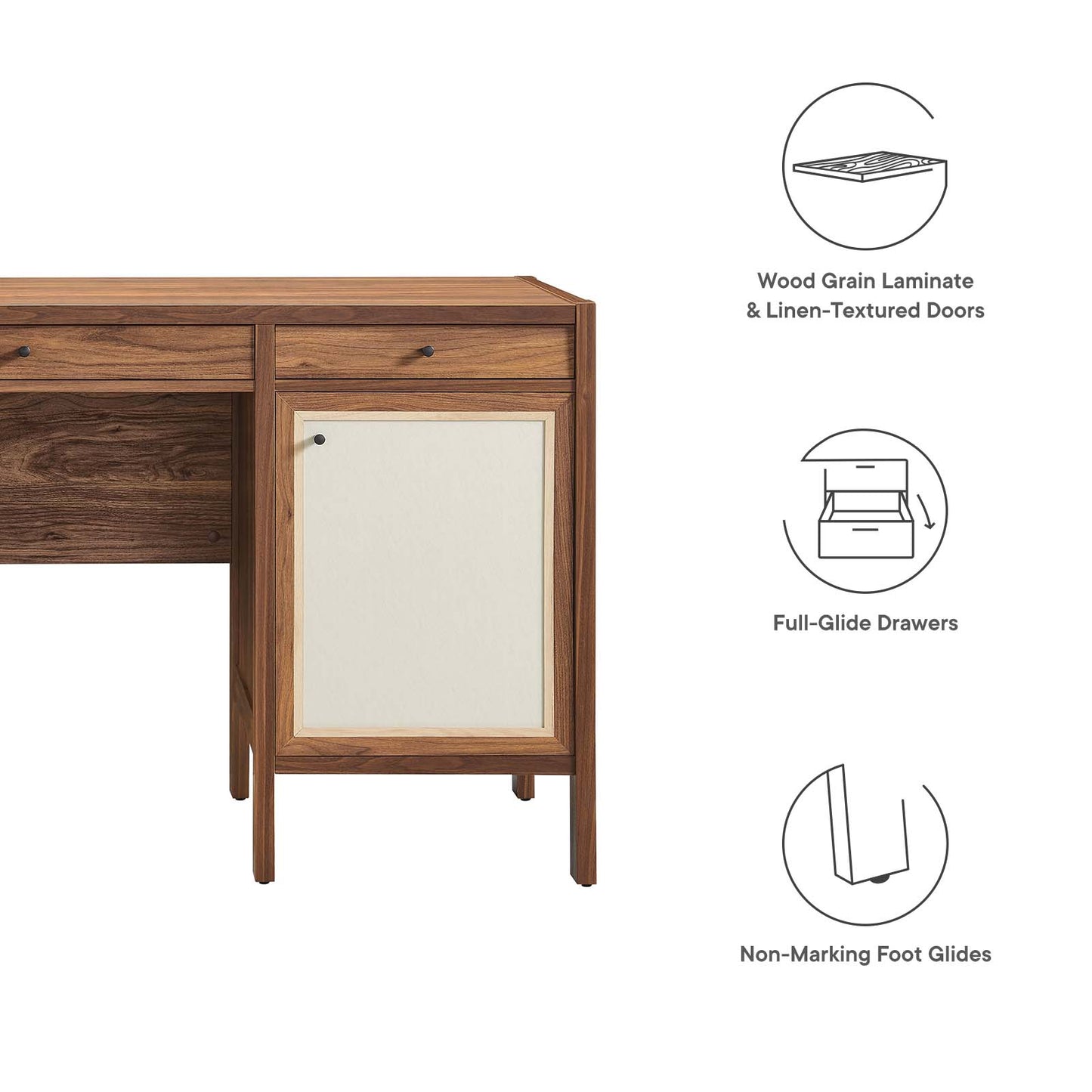 Capri 58" Wood Grain Office Desk By Modway - EEI-6618 | Cabinets | Modishstore - 8